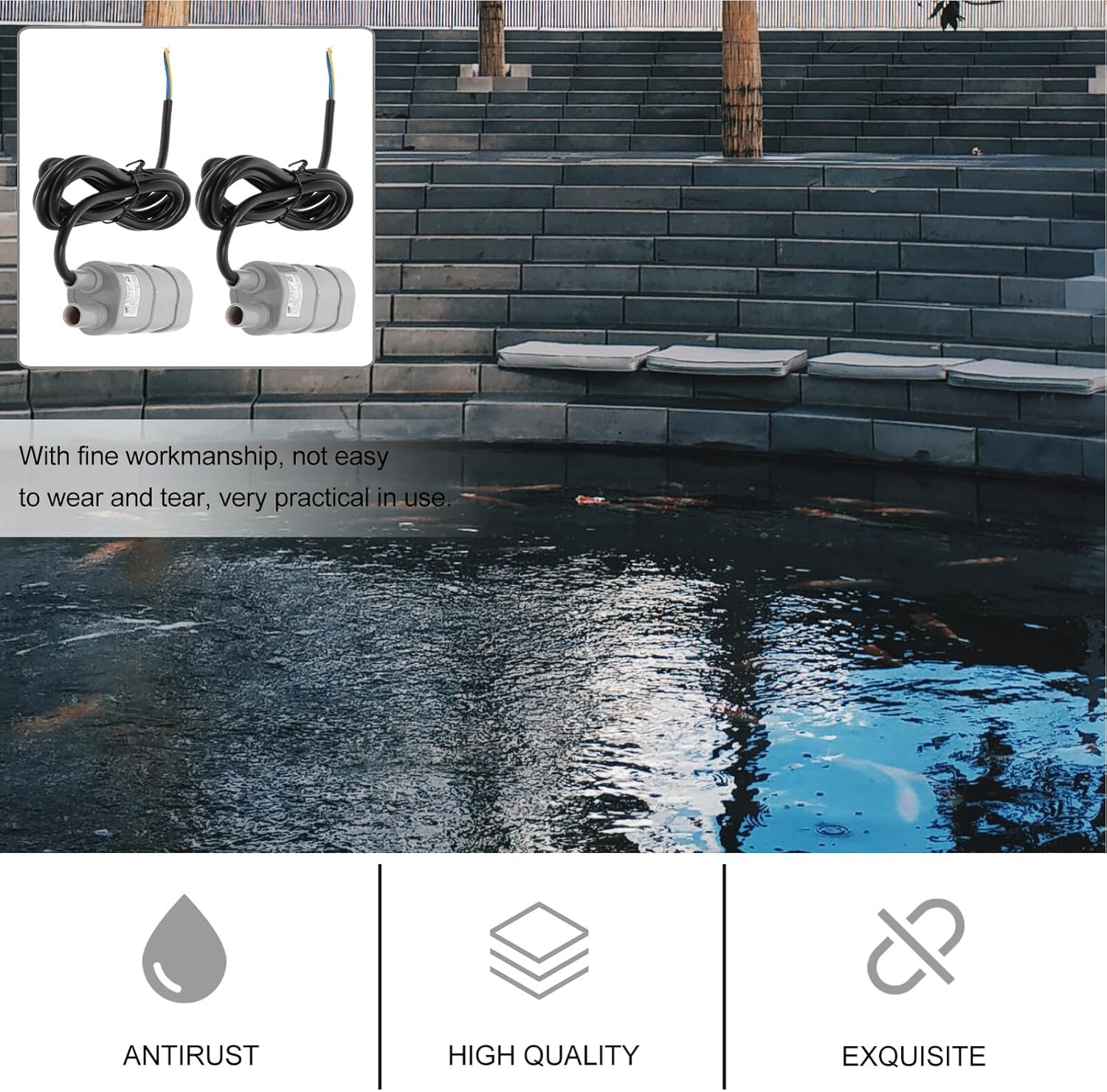 2 Pcs H Submersible Water Pump Dc Circulation Pump for Aquarium Fish Tank Swimming Pool Fountain Gardening with Lift and Ultra Quiet Operation image number 3