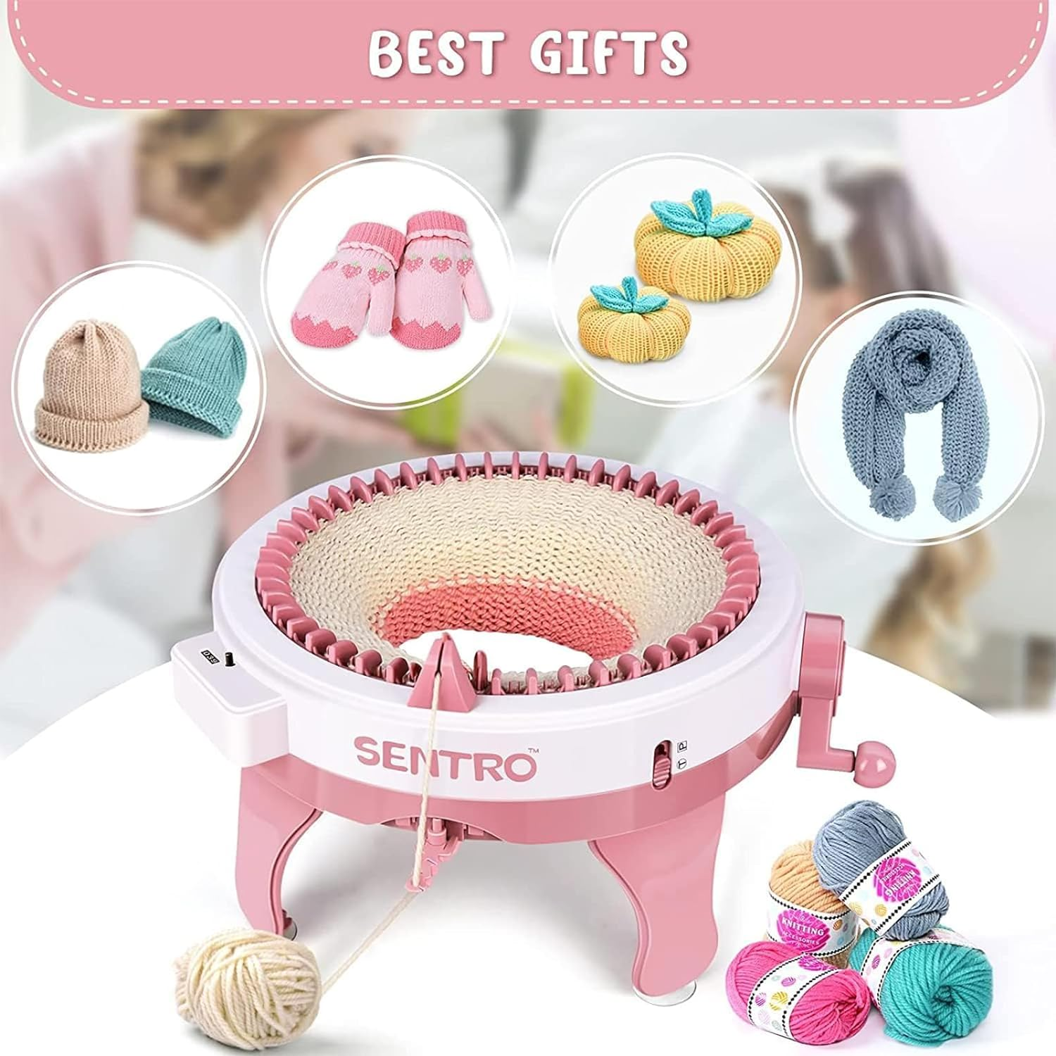 KELIOO Knitting Machine, 48 Needles Knitting Machine, Smart Weaving Loom round Knitting Machines with Row Counter for Adults or Kids,Diy Knit Loom Machine Kit for Hat, Scarves, Gloves, Socks image number 5