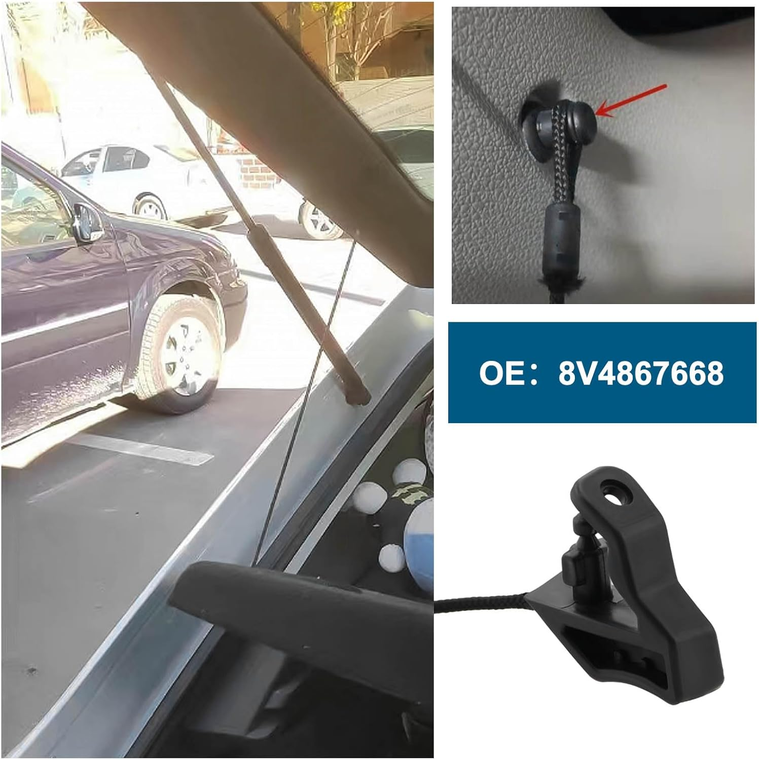 Emsea 1X Parcel Shelf String Cord Replacement Right 8V4867668 Compatible with A3/S3 2013-2016 Rear Parcel Shelf Strap Black