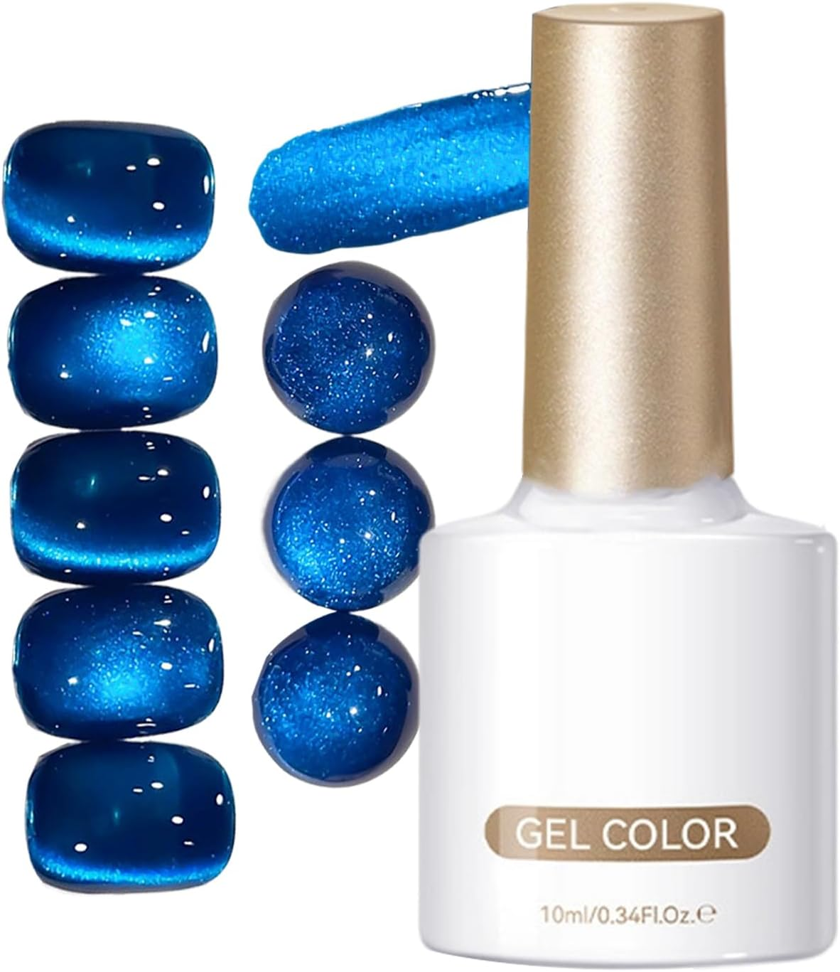 Blue Nail Polish - Glitter Glow Shine Coating 10ML, Quick-Dry Magnet Gel Nail P0Lish, Long-Lasting Polish for Glossy Finish | Stylish Nails Color for Women Teen Family Lady Girlfriend Beginner Manicur
