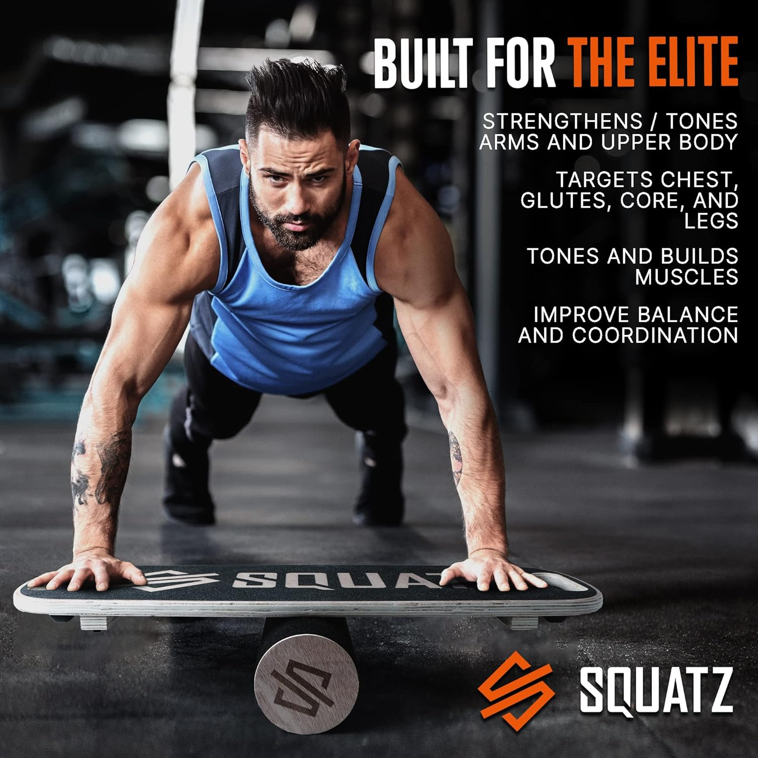 SQUATZ Wooden Balance Board, Standing Desk Exercise Equipment W/ Ergonomic Design & Comfortable Non-Slip Surface, Wobble Board for Skateboard, Hockey, Snowboard, Surf Training, & Includes Digital Workout Program image number 2