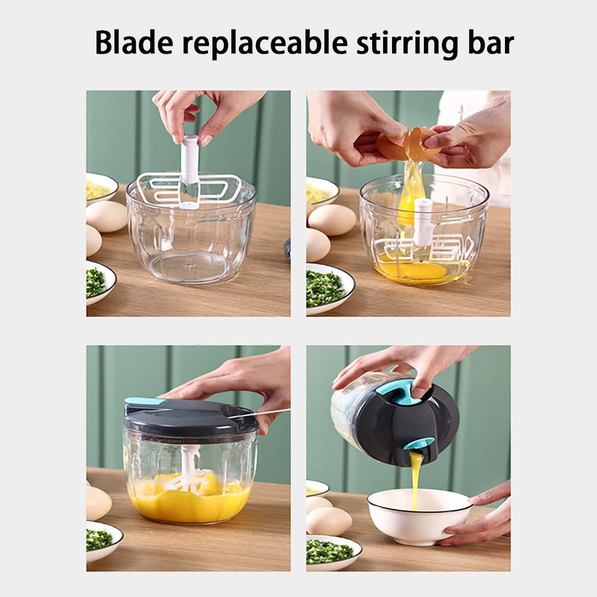 TOLASTO Manual Food Chopper Compact Handheld Onion Chopper, Garlic Squeezer Slicer, Pepper Cut, Herbs Chop, Cheeses Chopper Masher image number 3