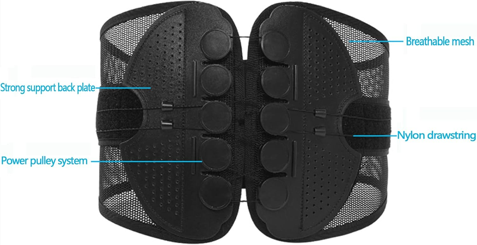Back Support Brace, Adjustable Waist Strap, Spine Sport Back Brace, Compression and Pulley System for Pain Relief of Back, Lumbar, Waist()