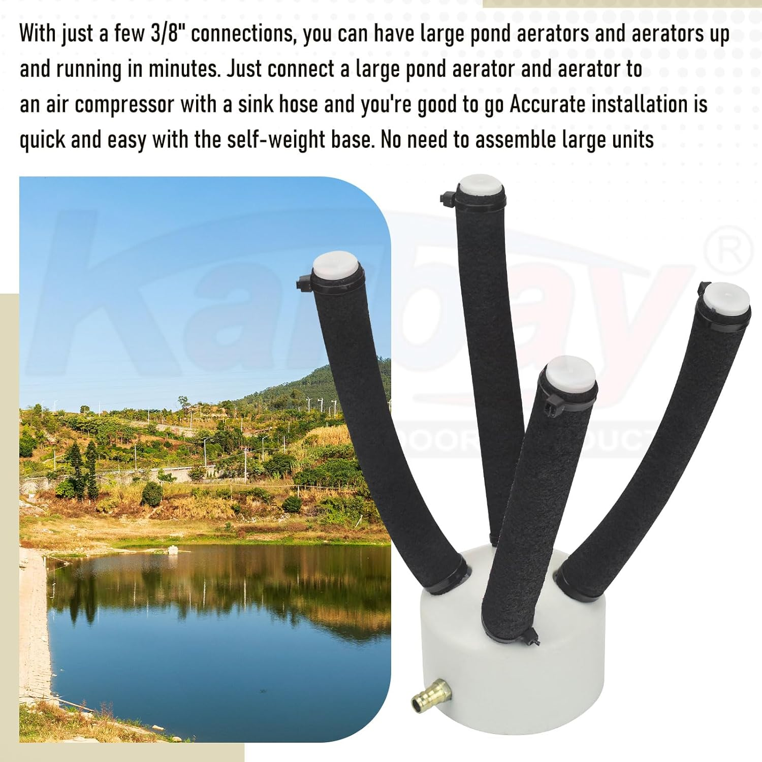 Large Diffuser for Outdoor Bubbling - High Efficiency Sinking Pond Aquatic Aerators and Deicer for Improved Filtration - Fish Part Essential for Healthy Aquatic Environment - Reduces Scum image number 2