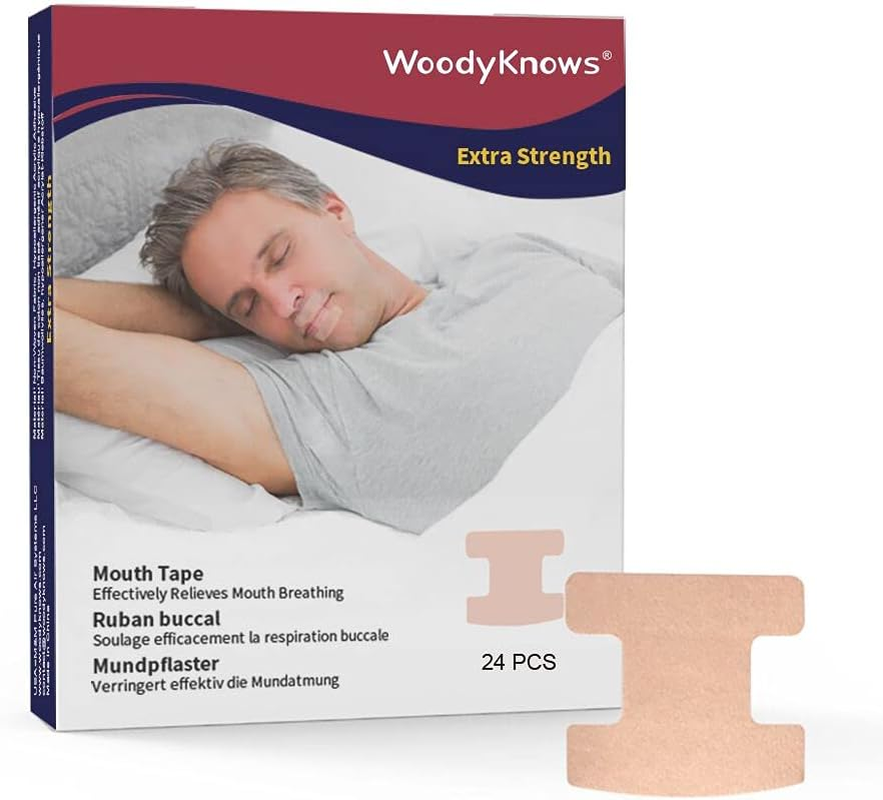 Woodyknows Wide Bridge Mouth Tape, anti Snoring Strips for Deep Sleep, Develop Nasal Breathing Habit, Maintain Natural Face Shape (Extra Strength, 24 Pieces) image number 2
