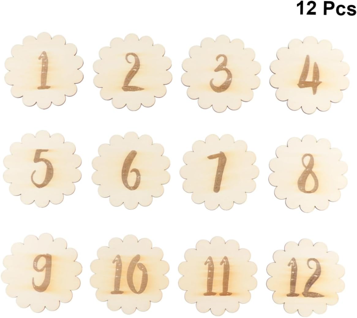 Yardwe 36 Pcs Monthly Milestone Cards Wooden Lace Numbers Newborn Photography Props Creative Birthday Announcement Shower Keepsake image number 4
