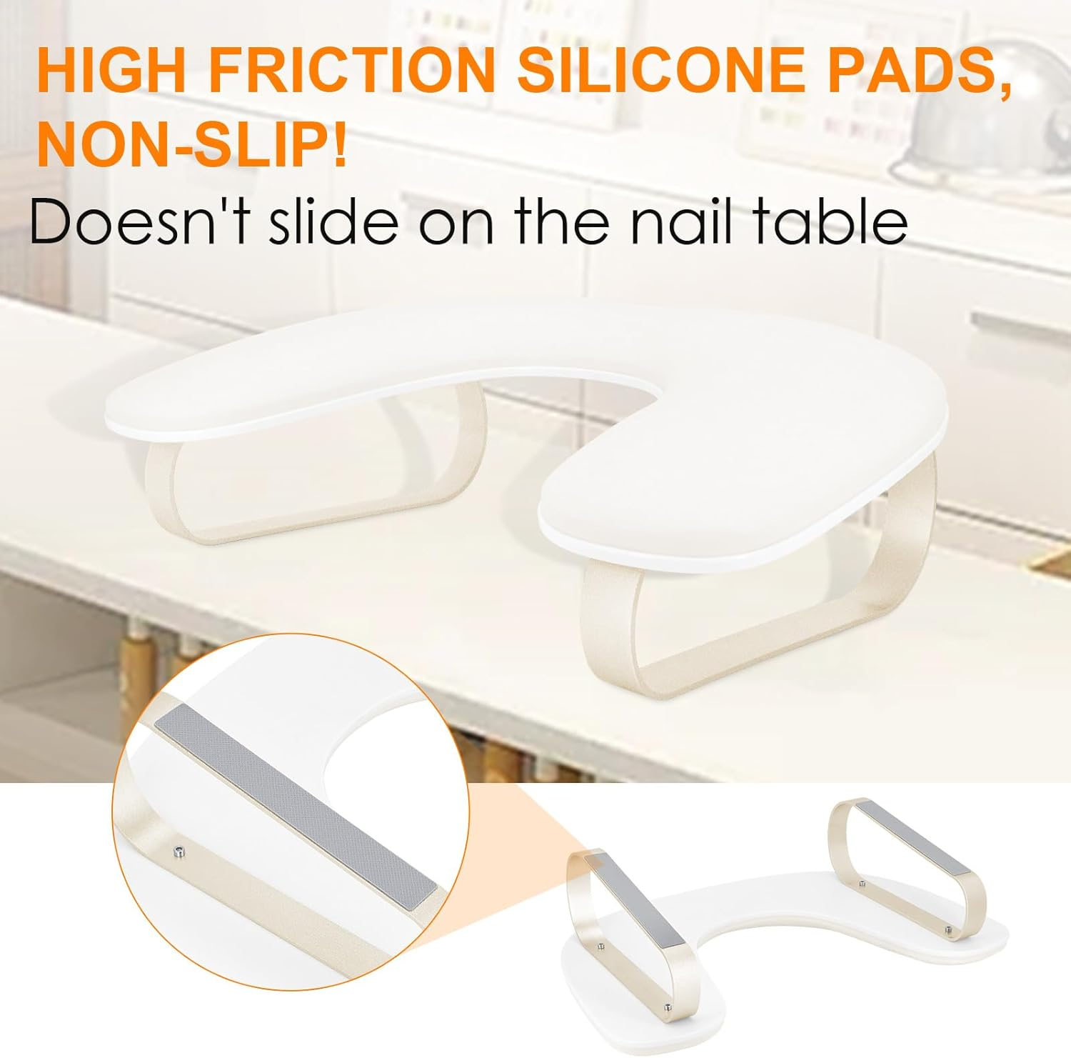 Arm Rest for Nails Tech Upgraded 10&deg; Inclined, U-Shaped Manicure Nail Arm Rest Stand, Nail Armrest for Nail Tech Hand Rests with Aluminum Alloy Holder Non-Slip image number 1