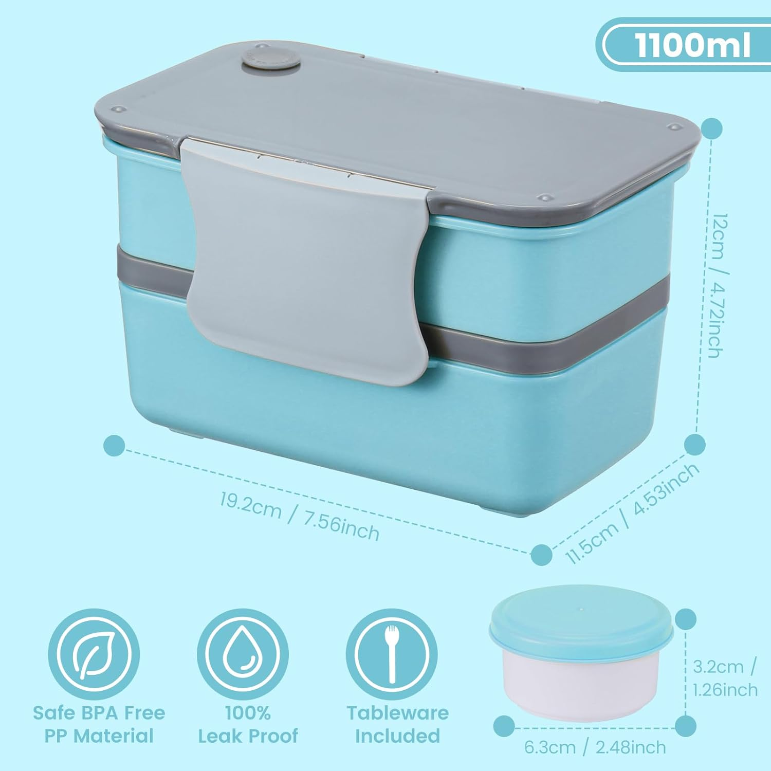 Globright Bento Lunch Box for Kids,6 Stackable Containers for Adults, Leak-Proof Built-In Utensil Set Reusable Ice Pack (Blue) - Pink image number 3