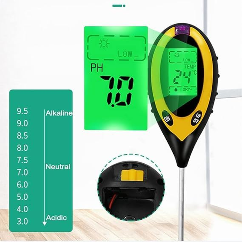4 in 1 Digital Soil Multifunctional Tester Sunlight Intensity PH Value Humidity Temperature Planting Meter Cultivating Tool for Garden Greenhouse Field Vineyard Orchard Nursery Lawn Farmland Classroom image number 1