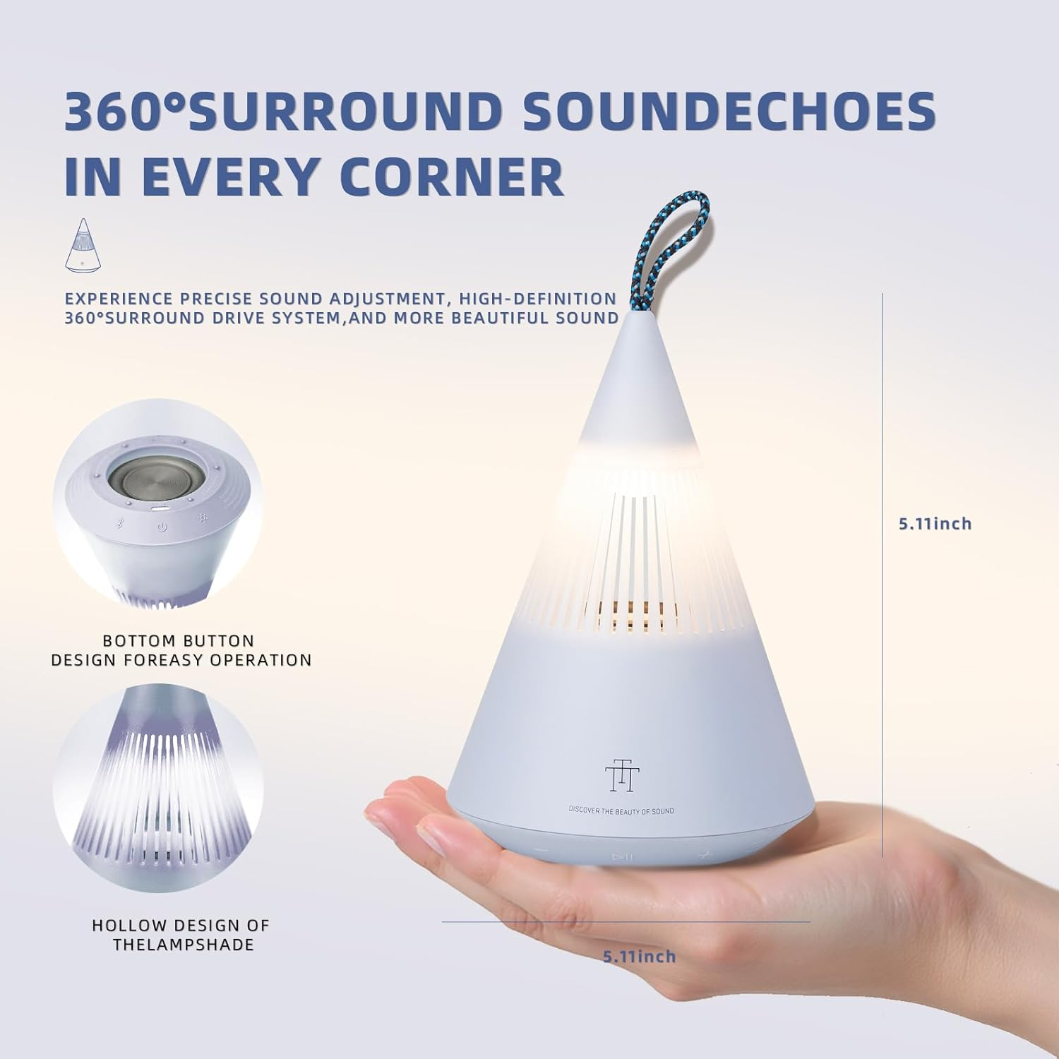 Bluetooth Speaker Portable Mini Wireless Lightweight Super-Compact Travel Speaker with 360-Degree, Bold, Immersive, Crystal-Clear Sound(Blue) - Blue image number 4