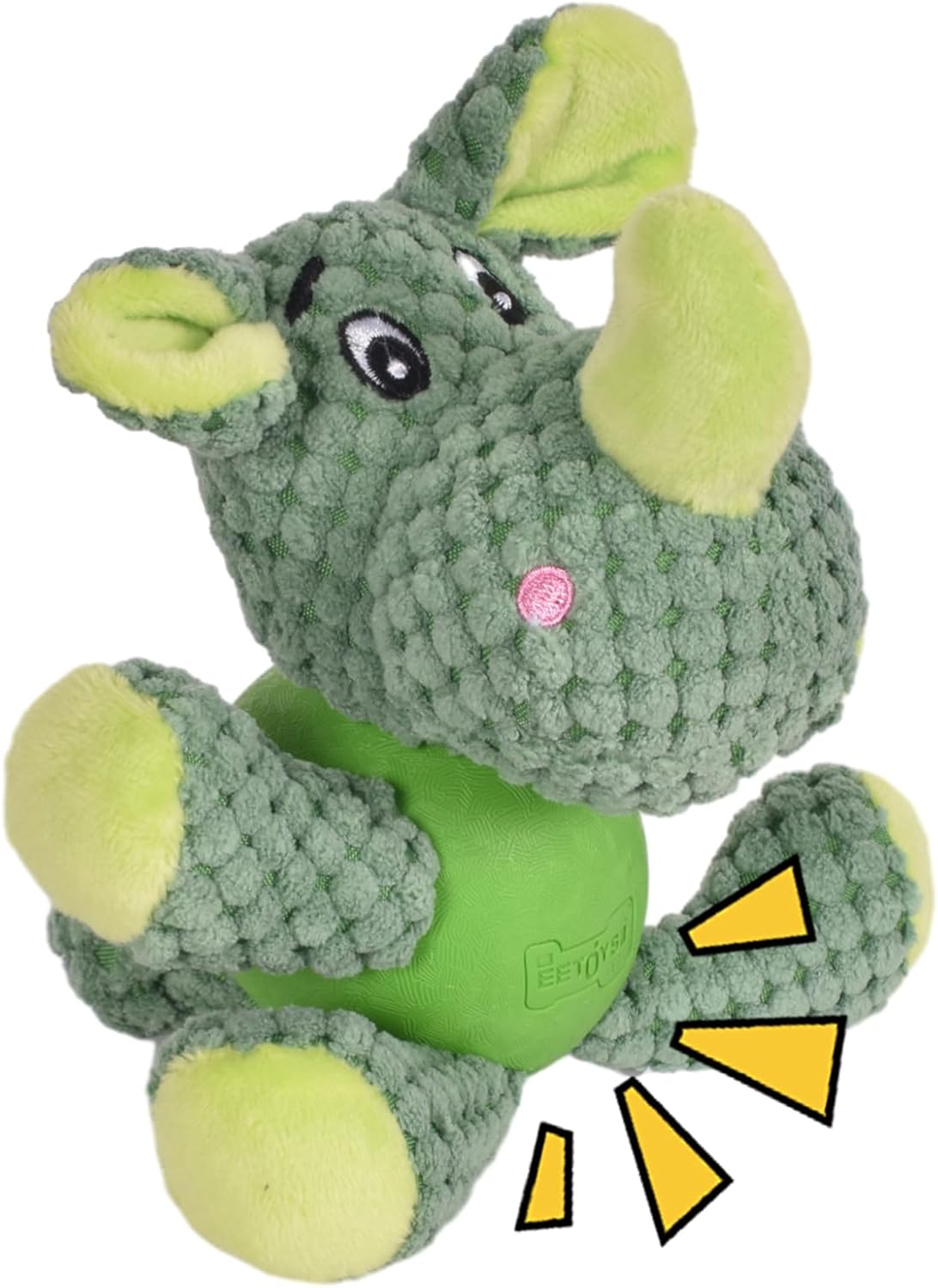 Rhino Dog Toy, Plush Dog Toy, Cute Squeaky Dog Toy with Rubber Ball, Plush Puppy Toy, Stuffed Dog Chew Toy for Puppies, Small and Medium Dogs, Pets image number 5