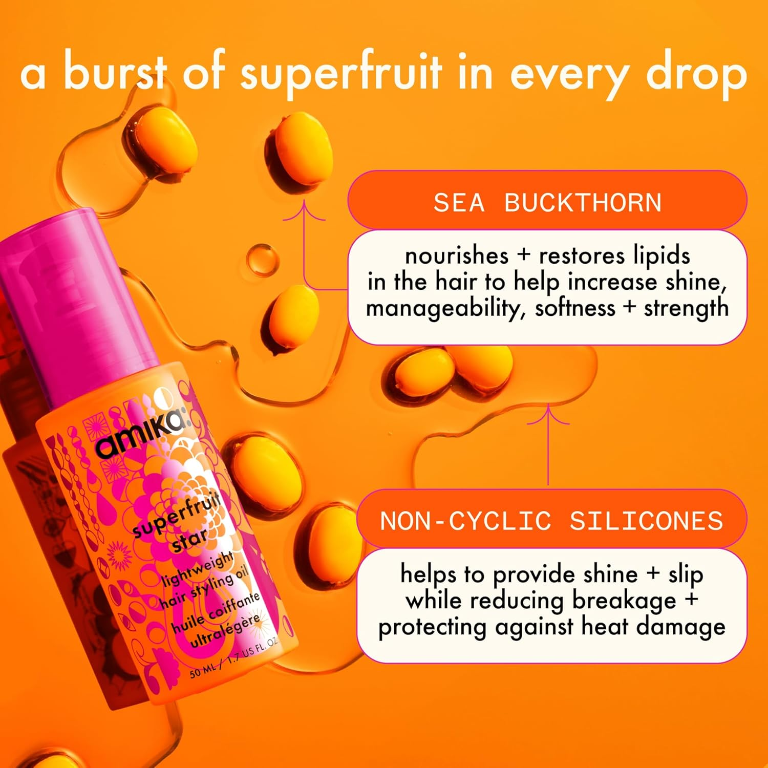 Amika Superfruit Star Lightweight Hair Styling Oil image number 3