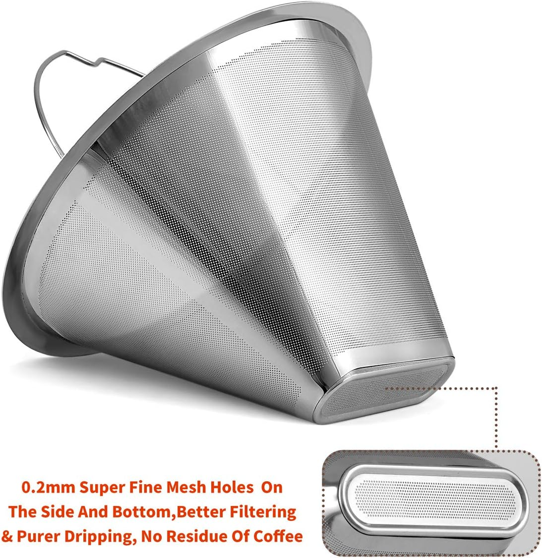 #4 Reusable Permanent Cone Coffee Filters, 8~12 Cup Size 4 Coffee Filters, Perfect Fit for Cuisinart Ninja Hamilton Beach Coffee Maker Filter, Replace Cuisinart GTF Gold Tone Coffee Filters image number 4