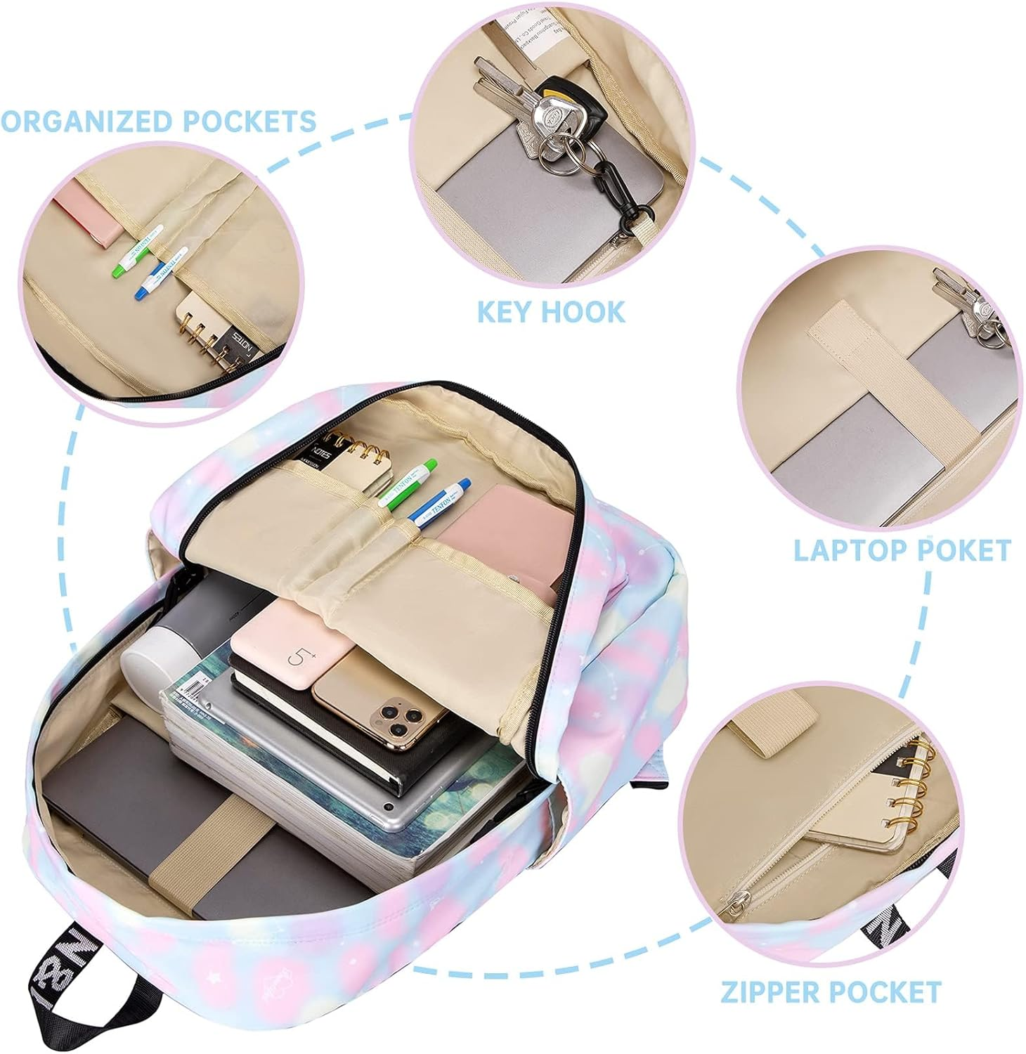 Lohol Lightweight School Backpack for Girls Boys Kids School Bag Backpack with Print image number 6