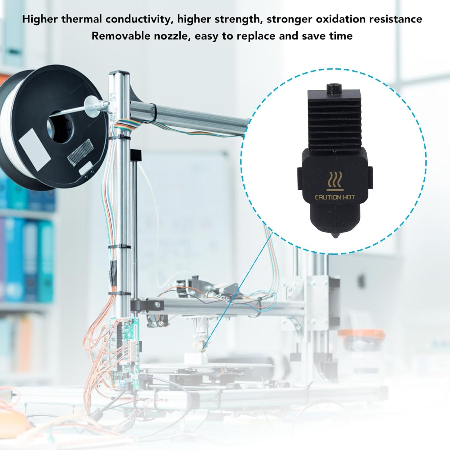 Hardened Steel Nozzle, 3D Printer Hotend Kit Easy to Replace Abrasion Resistant High Thermal Conductivity for Extruder Replacement (0.2Mm) image number 4