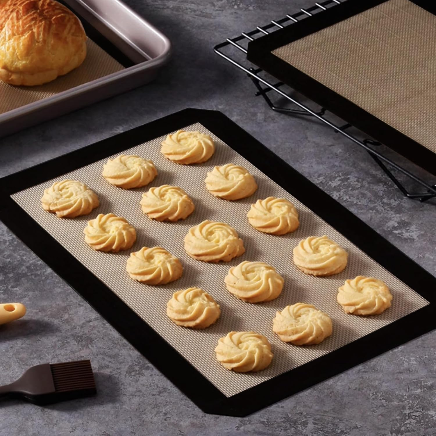 Silicone Baking Mats, Non-Stick, Food-Safe Mats for Easy Baking, Roasting, and Food Preparation, Pack of 3, Oven-Safe up to 249 Degrees Celsius, Fits Half-Sheet Size Pan image number 1