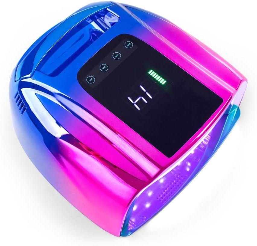 Bouzaak 96W Rechargeable Cordless UV LED Nail Lamp, Portable Nail Polish Curing Lamp with LCD Display Auto Sensor, 4 Timer Setting and Smart Sensor Nail Dryer (Pink)