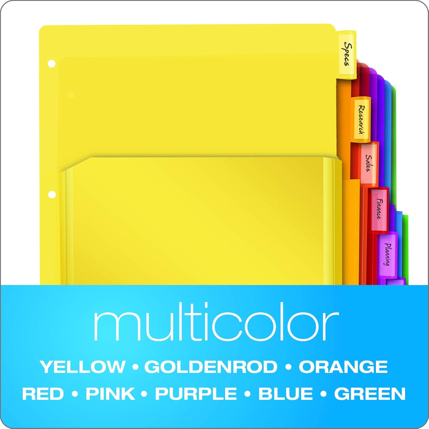 Oxford Expanding Plastic Binder Dividers, Divider for 3 Ring Binder, Flexible Front Expanding Pockets, 8 Tab, Insertable Multicolor Tabs, Letter Size, 3 Sets (89605) image number 3