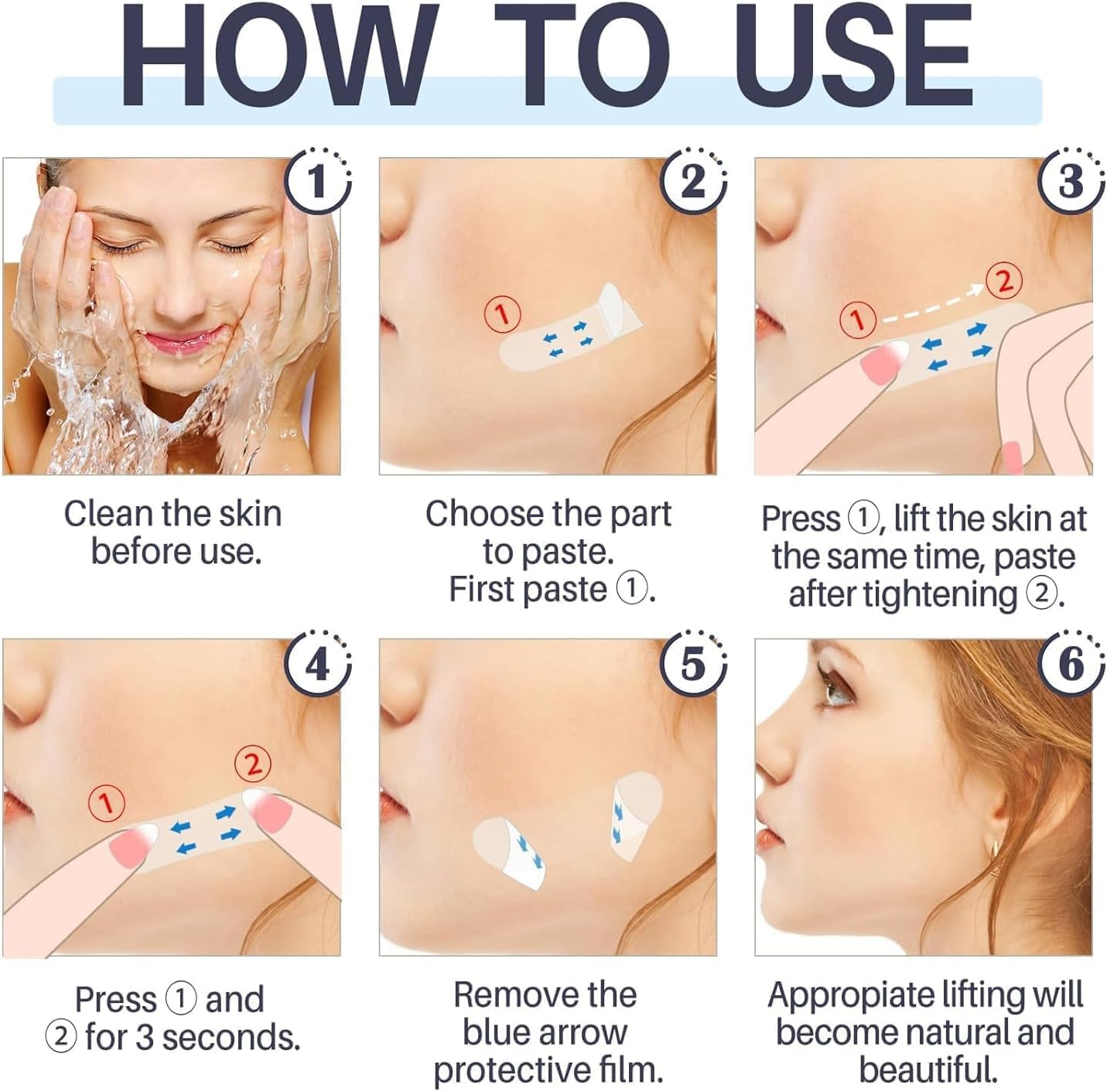 LGLAU Face Lift Tape,Face Tape Lift Invisible Waterproof Face Stickers, Instant Makeup Face Lift Tool, Face Lift Stickers for Concealing Wrinkles Double Chin Sagging Tightening Skin 40Pcs image number 1