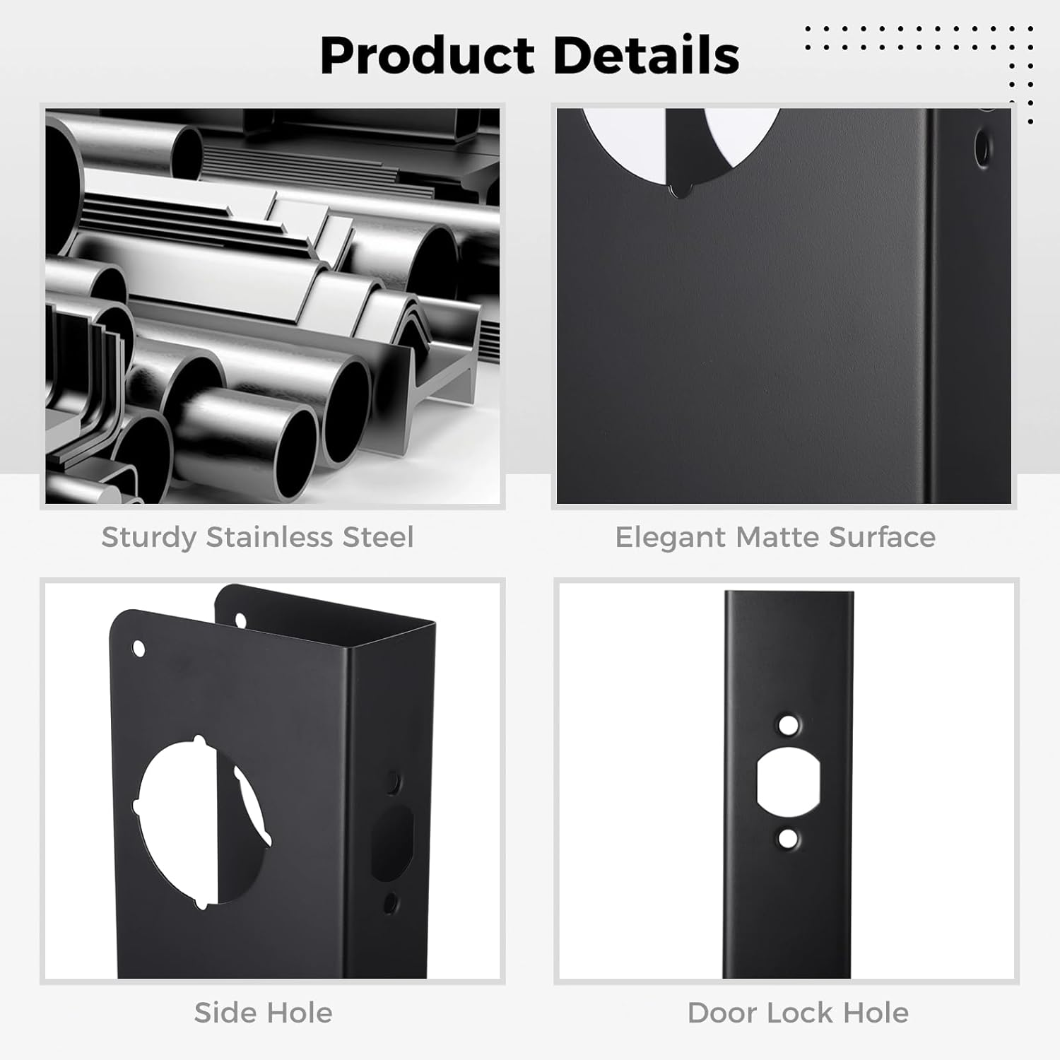 Lock and Door Reinforcement Plate, Dual Bore Door Lock Reinforcer, 2-3/8&rdquo; Backset Stainless Steel Door Guard, Door Jamb Reinforcement for 1-3/4&rdquo; Front Entry and Bedroom Doors