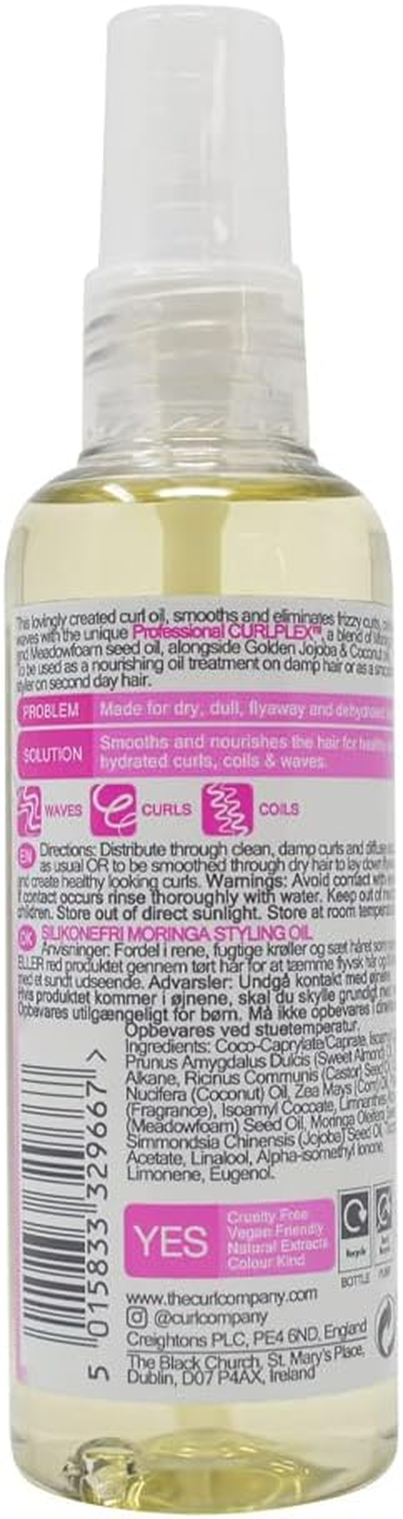 The Curl Company Silicone Free Moringa Styling Oil (100Ml) - Formulated with Nourishing Moringa Oil. the Experts in Curls & Waves. Smooths & Nourishes Hair for Hydrated Curls, Coils & Waves