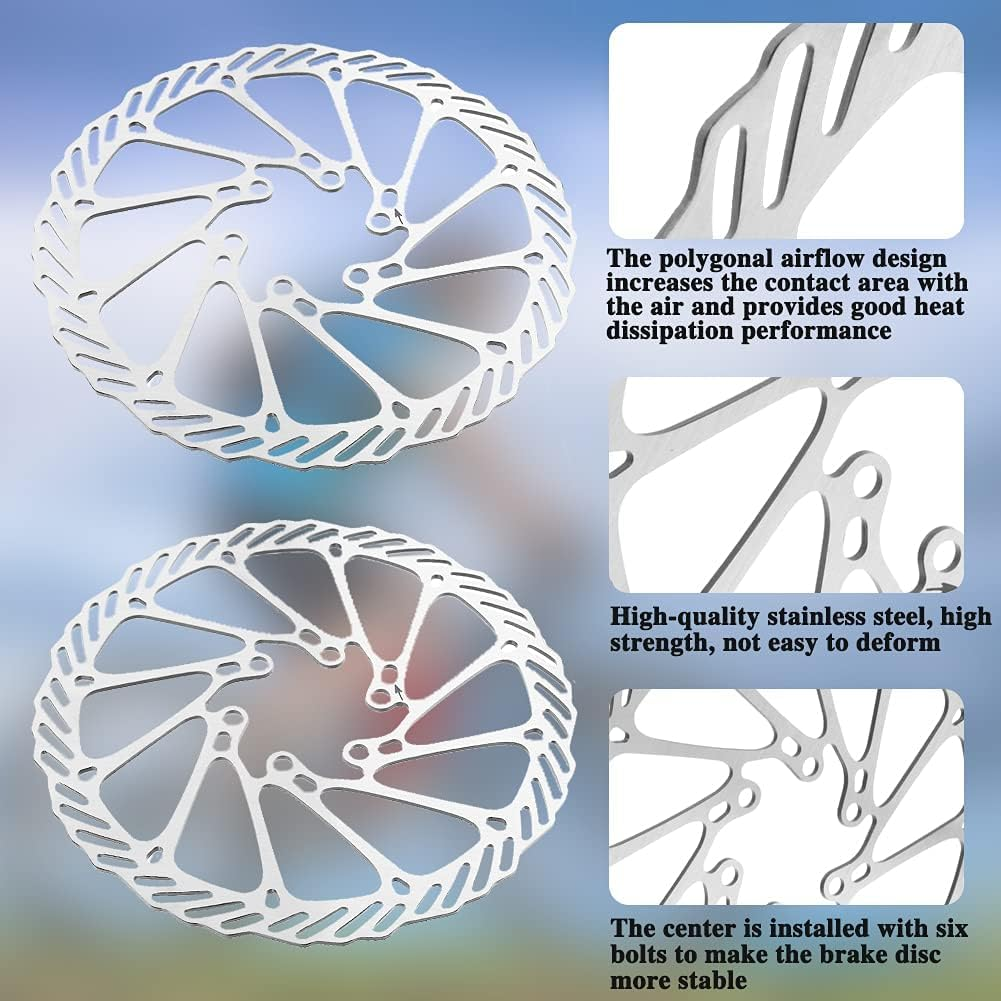 MJIYSGS 2-Pack 160/180/203Mm Bike Disc Brake Rotors, Stainless Steel Bicycle Rotors with 12 Screws, Compatible with Road/Mountain/Bmx/Mtb Bikes (160Mm) image number 4