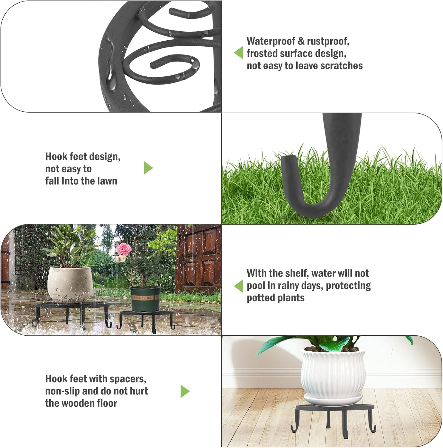 6 Pack Outdoor Plant Stand, Heavy Duty Metal Plant Pots Indoor, Flower Stand Indoor Outdoor, Rust Proof Iron Planter Stands, Multi-Size Metal Plant Rack, Garden Flower Pot Stands for Home Patio Yard