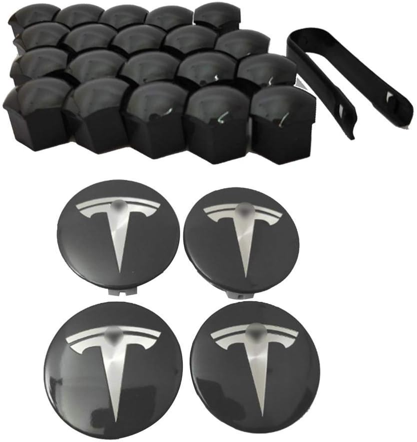 Tesla Model 3 Wheel Cap Kit - Aero Wheel Cap Kit, Compatible with Tesla Model 3, S & Y - 2.22 Inch Dia Wheel Center (4 Hub Center Cap + 20 Lug Nut Cover) image number 4