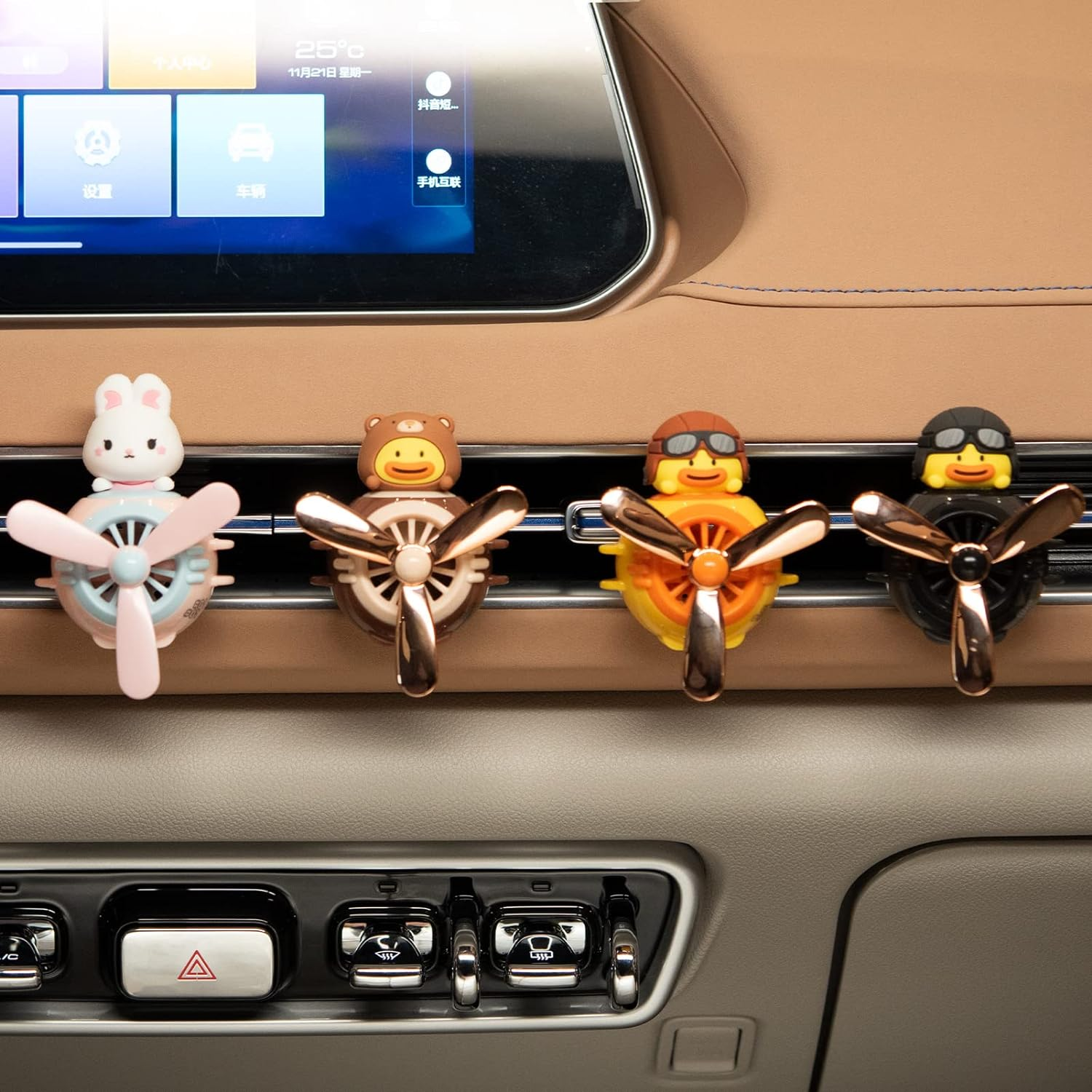 Car Air Fresheners Pilot Rabbit Cute Car Diffuser Rotating Propeller Cartoon Automotive Air Outlet Fan Creative Car Perfume Decoration Automotive Air Fresheners for Cars (Pilot Rabbit) image number 3