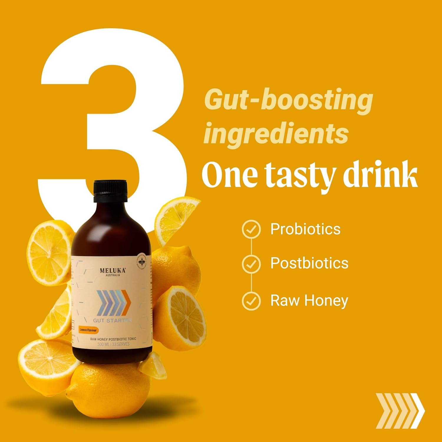 Gut Starter- Raw Honey Postbiotic Tonic, Lemon Flavour image number 2