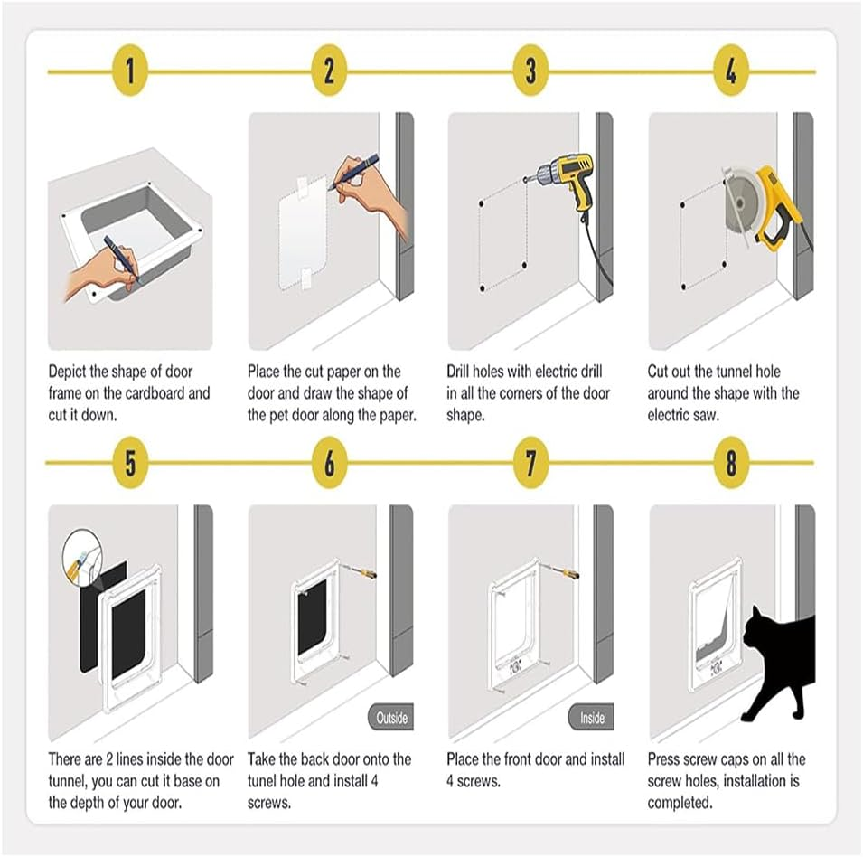 Cat Door, Cat Door for Window, Cat Flap Door, Cat Flap Large Cats, Pet Door with 4-Way Lock, Cat Flap Door, for Indoor Outdoor Door, Window, Wall (Large, 25 X 23.5 Cm) image number 1