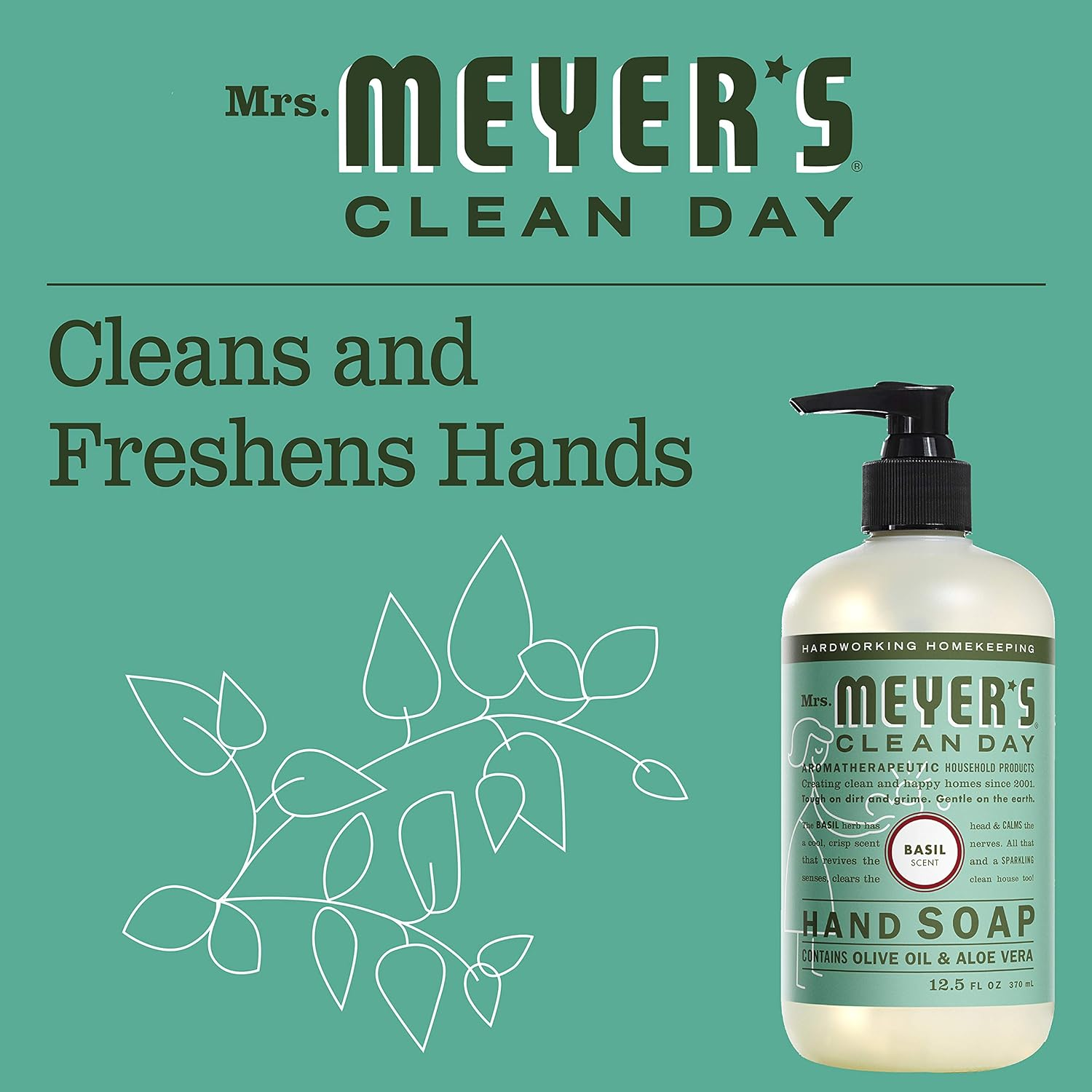 Mrs. Meyer'S Hand Soap, Basil, 12.5 Fluid Ounce (Pack of 3) image number 6
