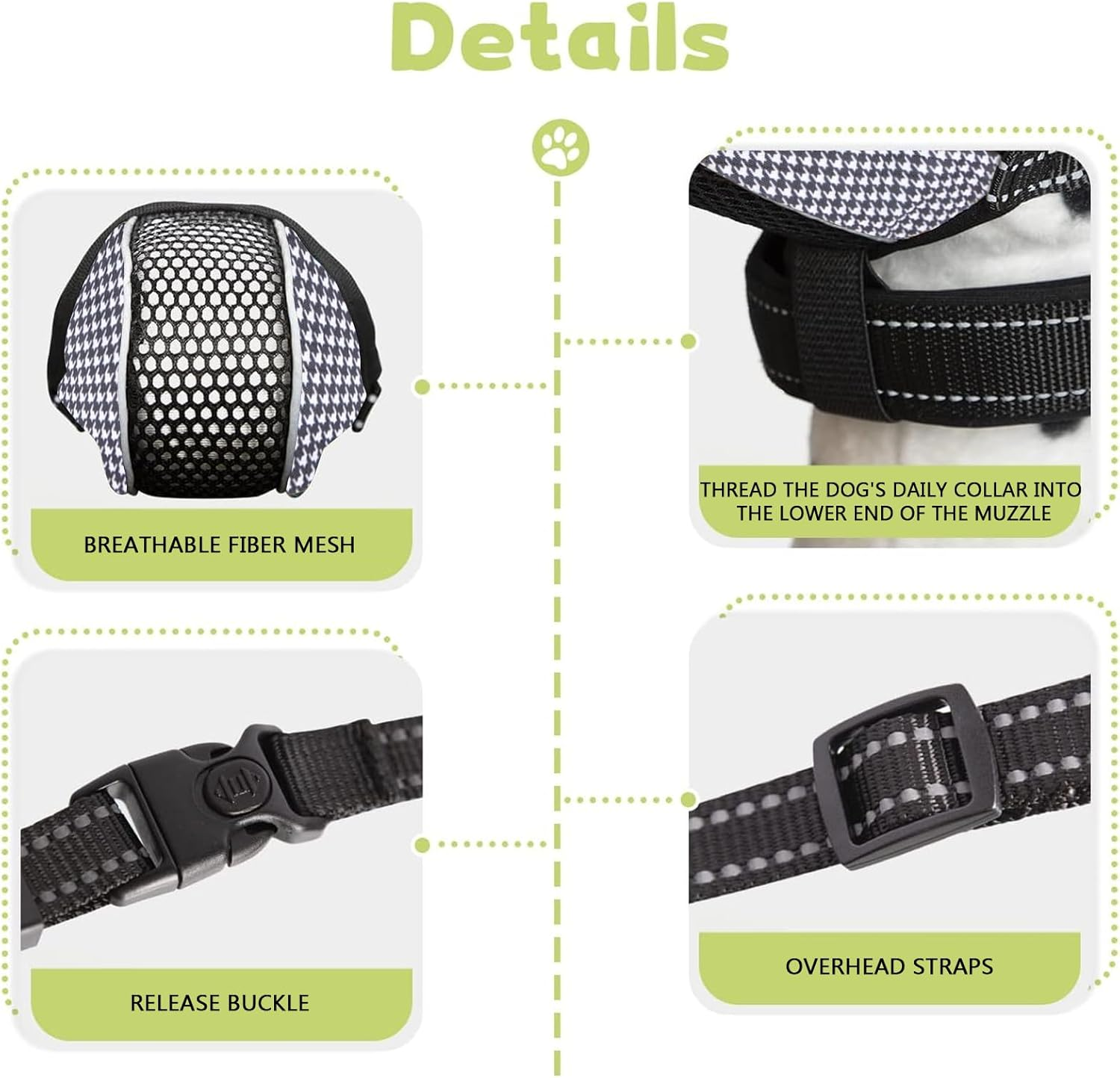 NACOCO Medium Dog Breathable Muzzle - Lightweight Mesh Muzzle Prevent Biting Chewing Barking Soft Dog Mouth Guard Cover Adjustable (Large) image number 4