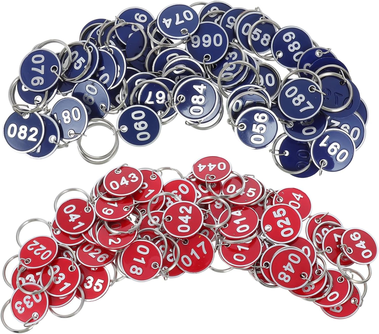 HOUDERCO 100Pcs Aluminum Alloy Metal Keychain Tags with Key Rings Luggage Labels for Travel Suitcases Lockers Sauna Keys and Storage Organization image number 6