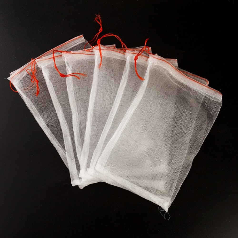 50 PCS Fruit Protection Net Bags with Drawstring,Agriculture Garden Fruit Vegetable Protection Net Bags,Garden Plants Cover Mesh Netting,Mesh Exclusion for Pest Control (10Cm X 15Cm) image number 1