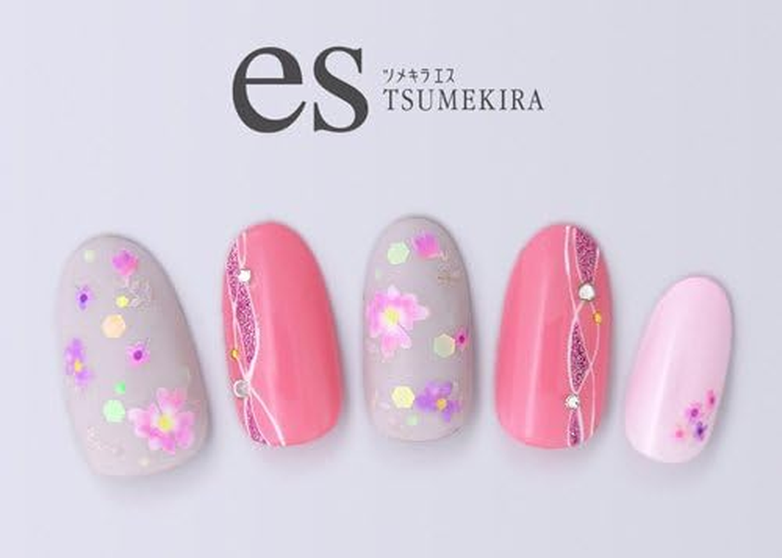 TSUMEKIRA ES-LIF-101 Nail Stickers, ES Little Flowers, Pink, Multicolor image number 4