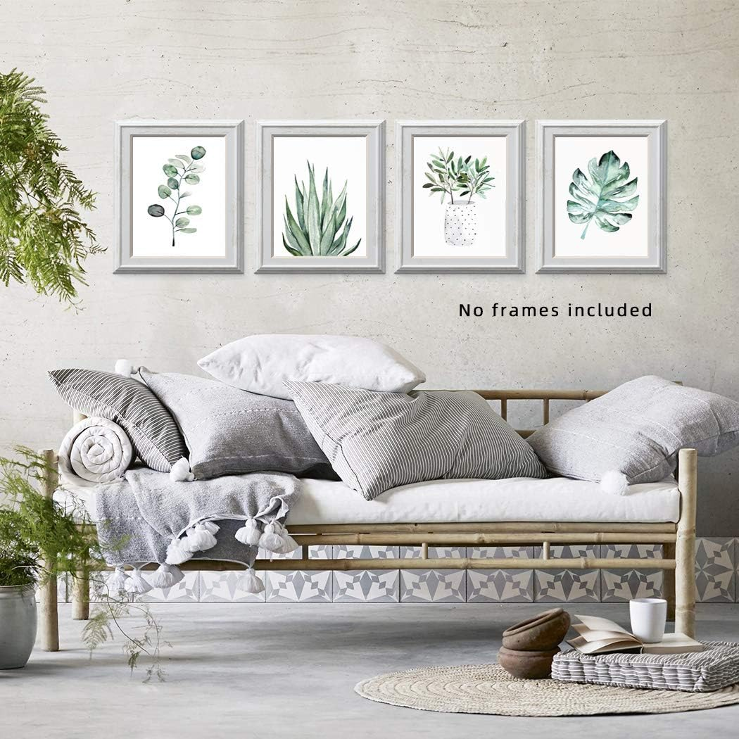 Botanical Prints Posters for Bedroom Aesthetic, Plant Wall Art Print 11X14 Canvas Poster Unframed Set of 4, Boho Wall Art Print Sage Green Decor (11X14, B/ Light Green) image number 2