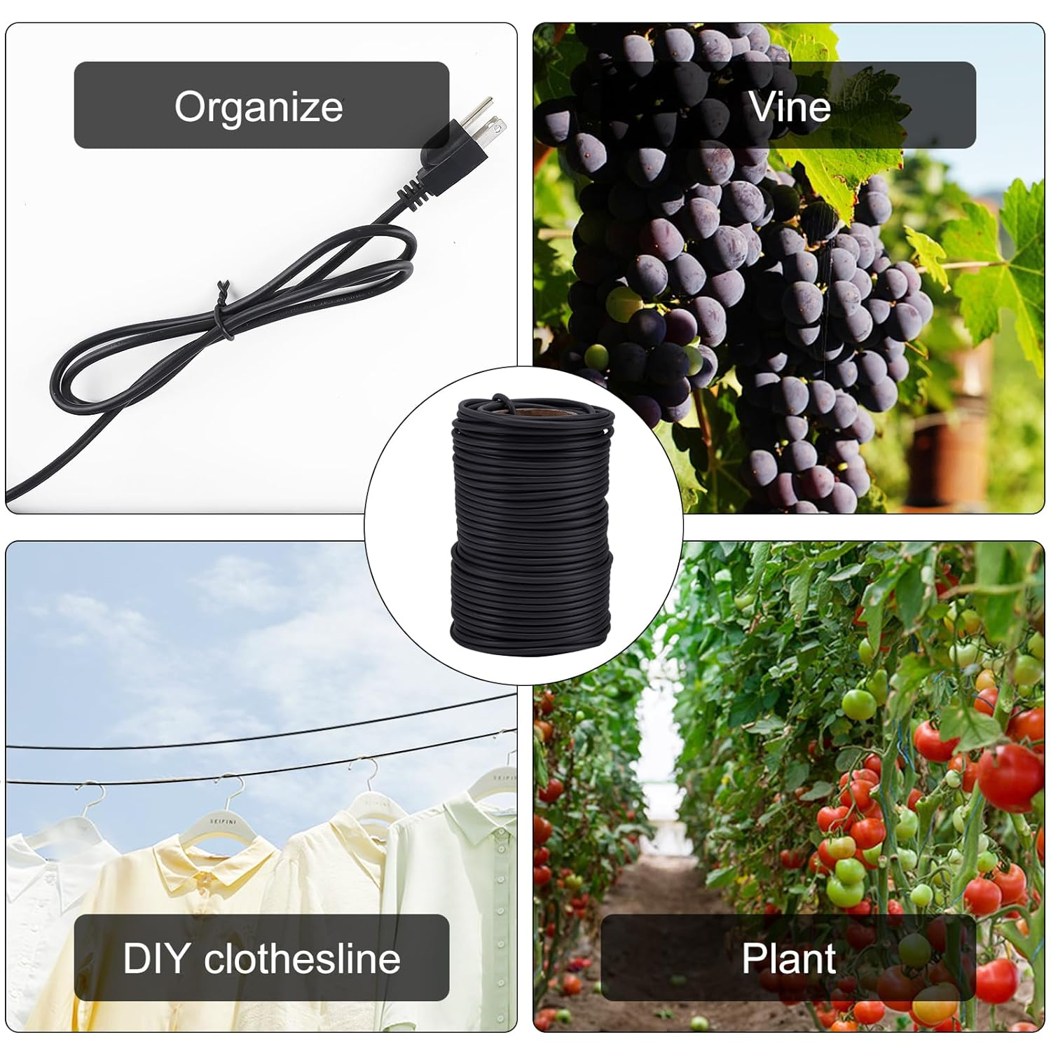 101 Feet Black Plant Twist Ties, Soft Plant Ties for Vine Support, 3Mm TPR Flexible Garden Tie for Plants Gardening Office Home Use image number 5