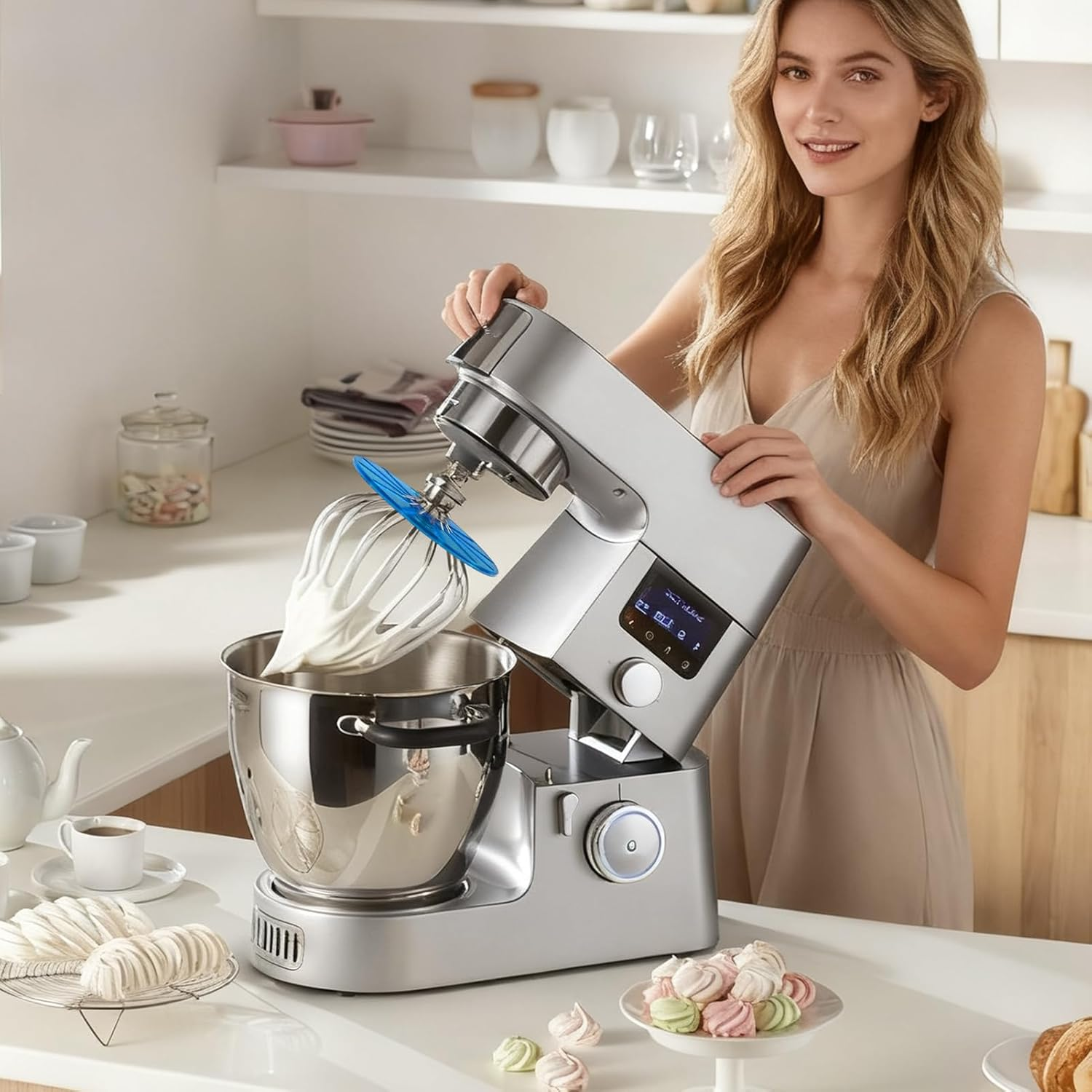 2026 New Stand Mixer Whisk Scraper, Anti-Splatter Baffle for 6-Wire Whisks, Pouring Shield for Kitchenaids, Mixing Bowl Wiper Attachment Easy Cleaning, Multi-Purpose Kitchen Tool - Blue image number 2