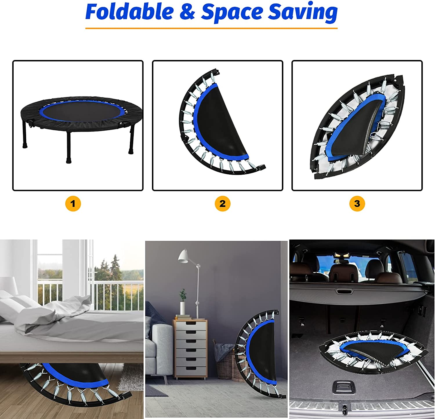 ADVWIN Trampoline, 40 Inch Fitness Mini Trampolines, Suitable for Adult and Kids Indoor/Outdoor Workout Max Load 150KG image number 6