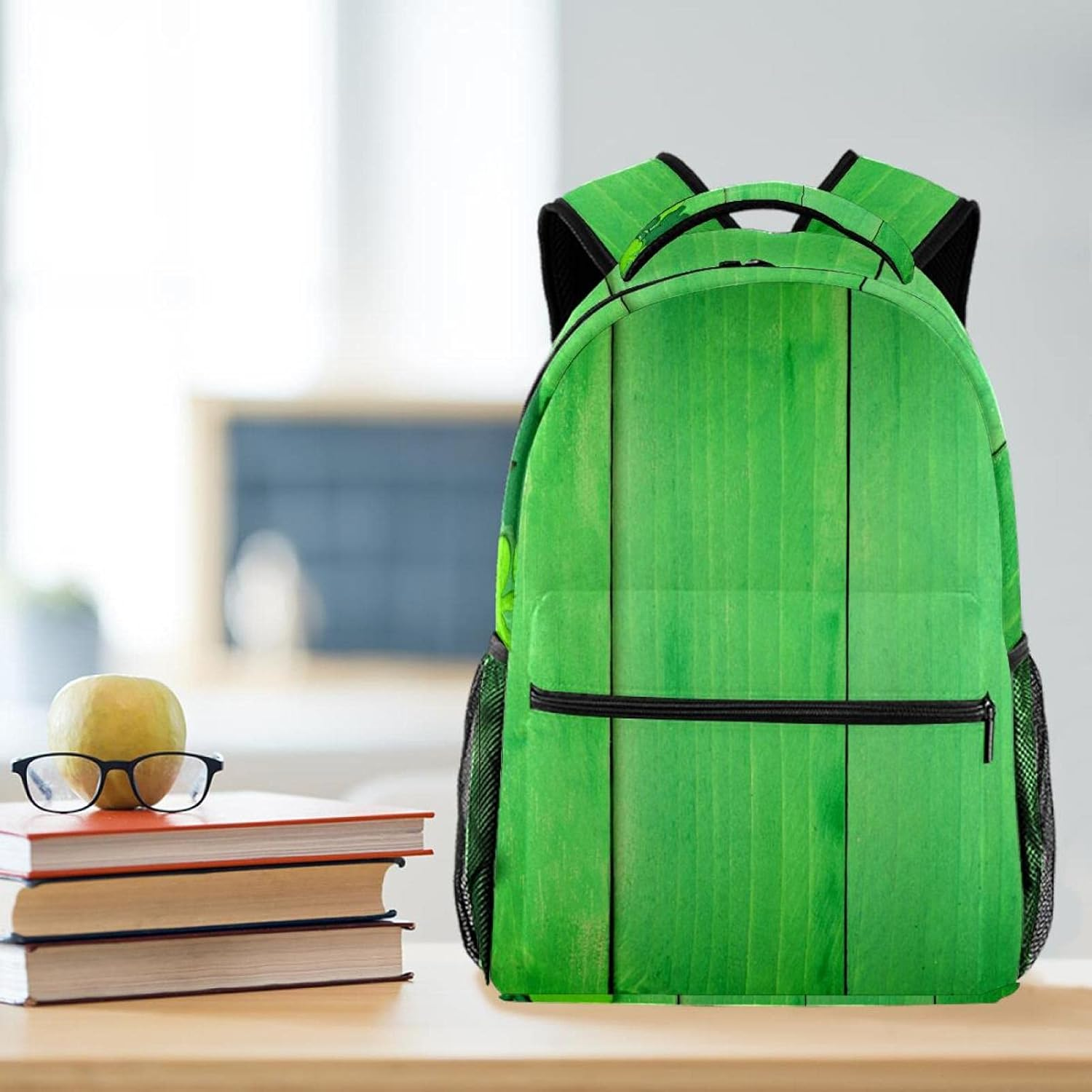 St Patricks Green Wood Background Backpack Students Shoulder Bags Travel Bag College School Tote Backpacks