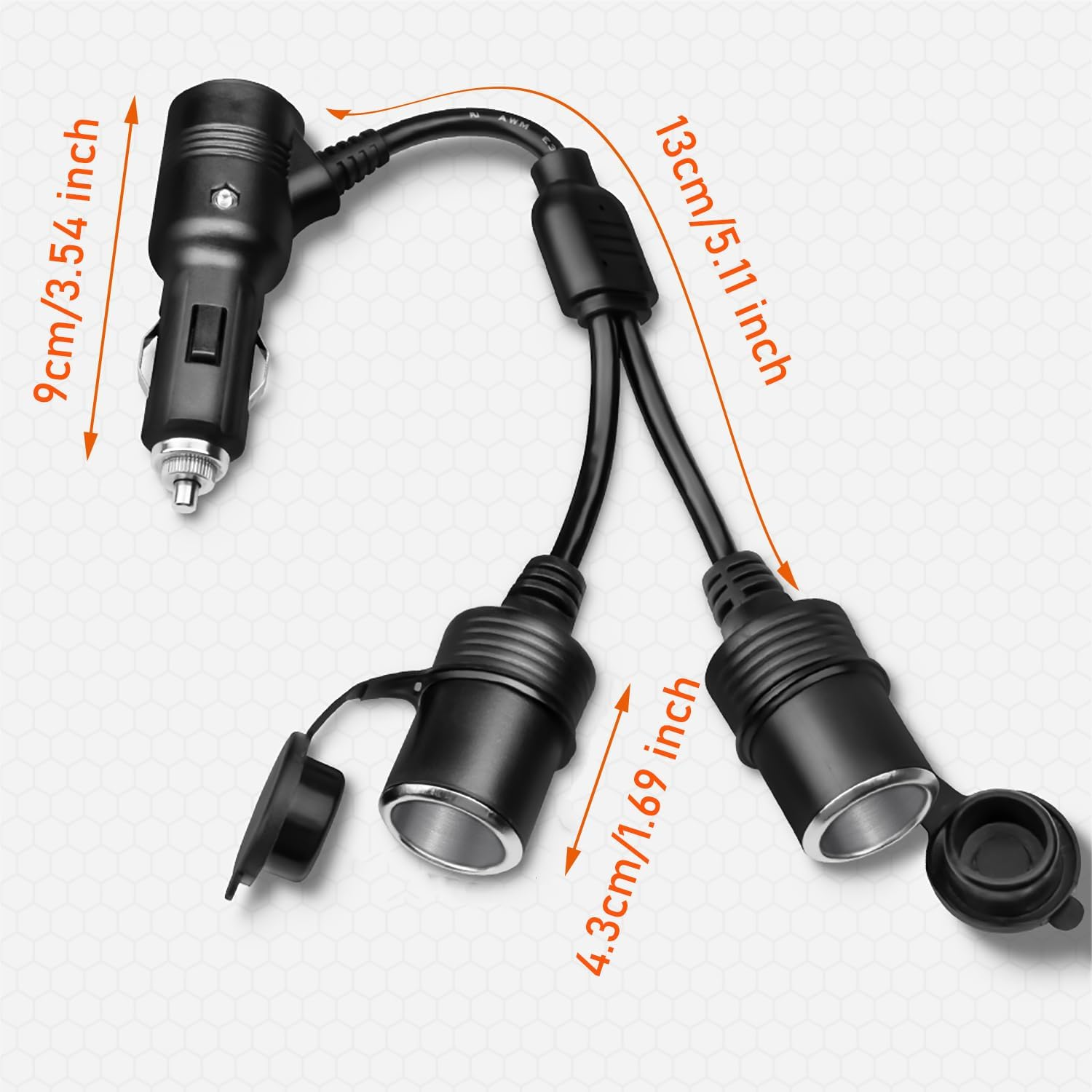 Cigarette Lighter Splitter, 12V Splitter, Dual Cigarette Lighter Adapters for Cars, 12V/24Vcigarette Lighter Plug with on off Switch, Overload Protection and 15A Fuses (Black 2 Ports) image number 4