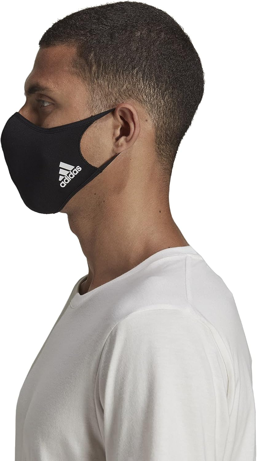 Adidas Badge of Sport Face Covers, 3-Pack, Unisex Adult, Black image number 3