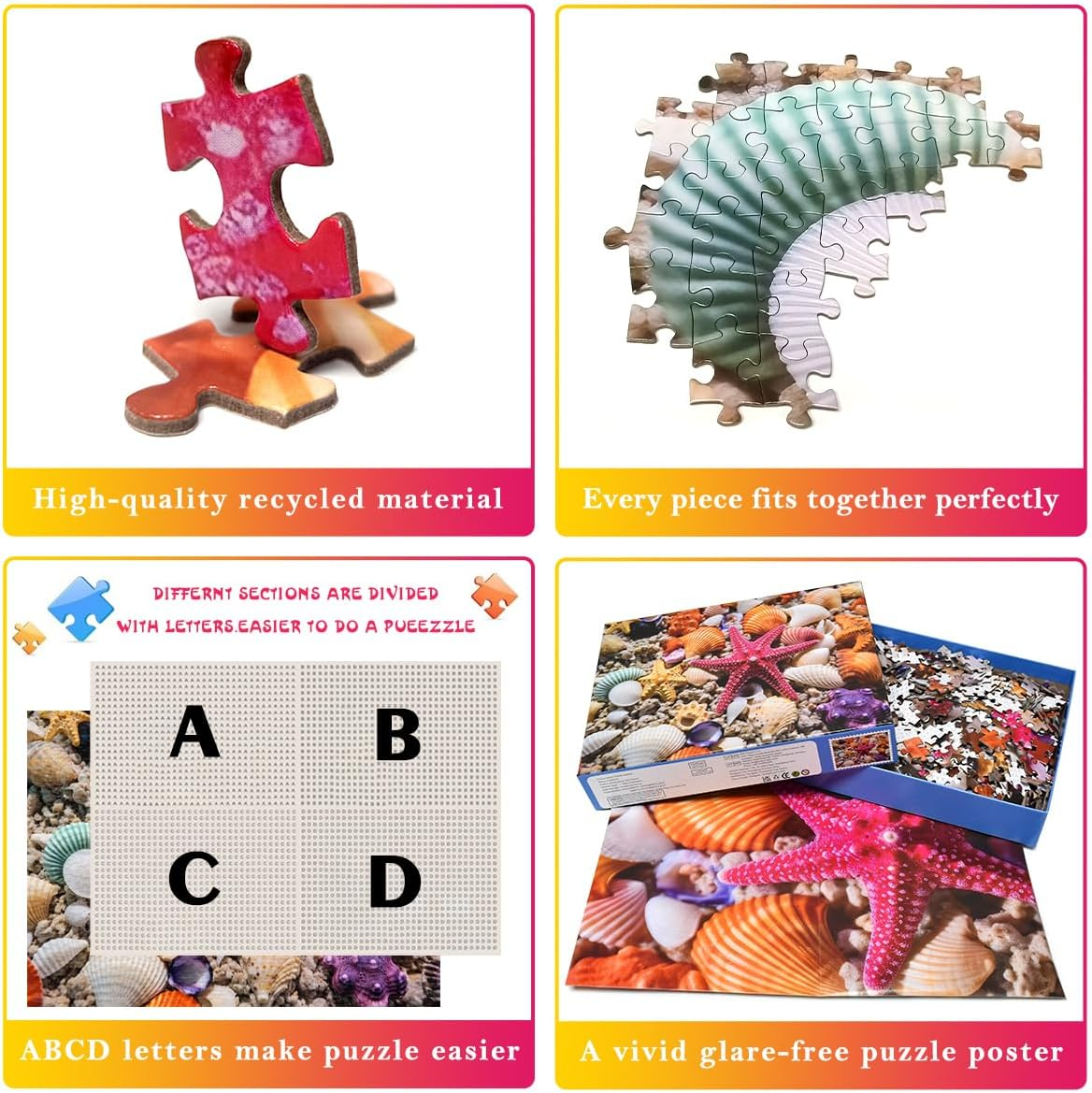 HUADADA Jigsaw Puzzles for Adults 1000 Pieces, Puzzles for Adults 1000 Piece, Challenging Game Toys, Impossible Puzzle, Family Decoration Puzzle - Starfish Walking image number 4