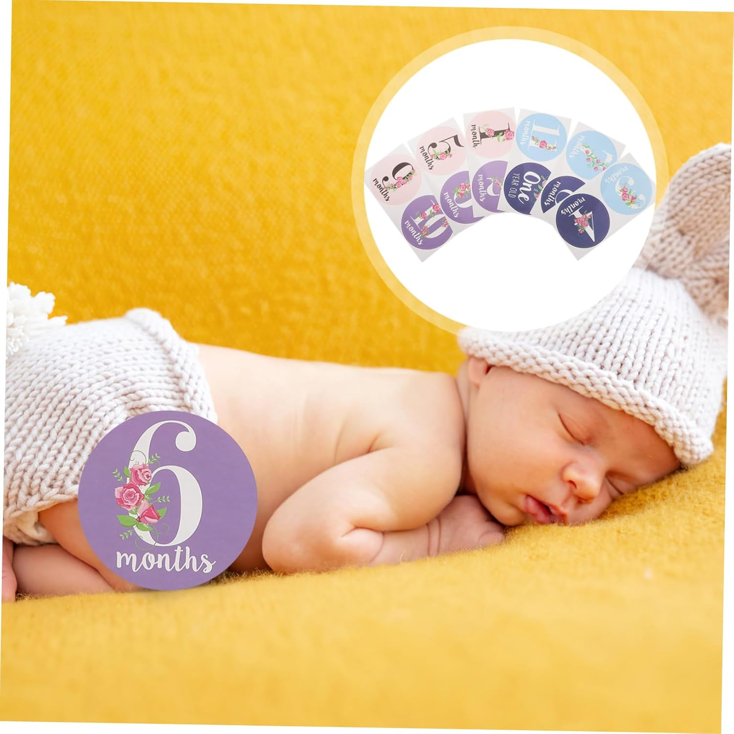 GARVALON 12Pcs Newborn Milestone Stickers Set Creative Monthly Belly Stickers for Adorable Photo Props for Capturing Growth and Memorable Moments image number 1