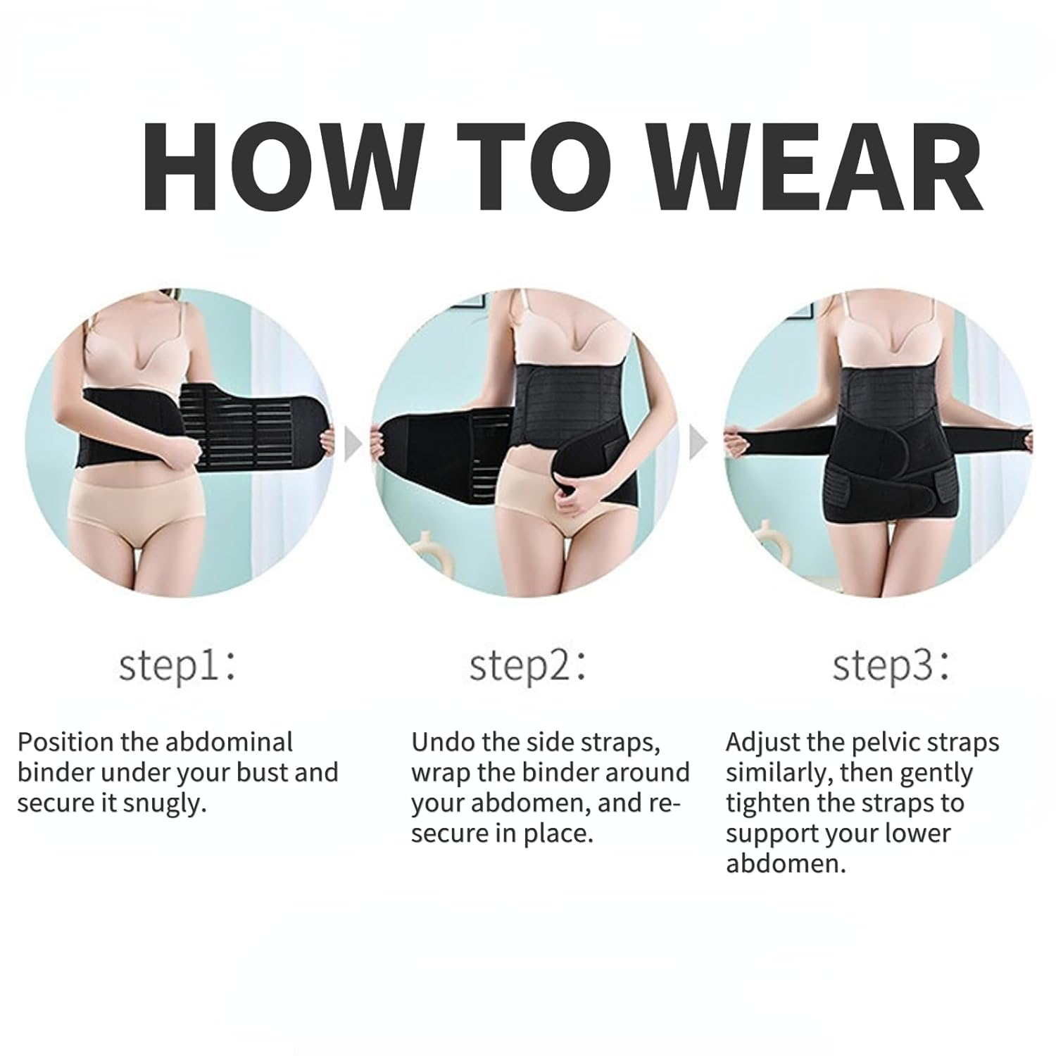 Postpartum Recovery Belly Belt - Breathable Waist Shaper for Tummy Control & Pelvic Support (Black,Xxl) image number 6