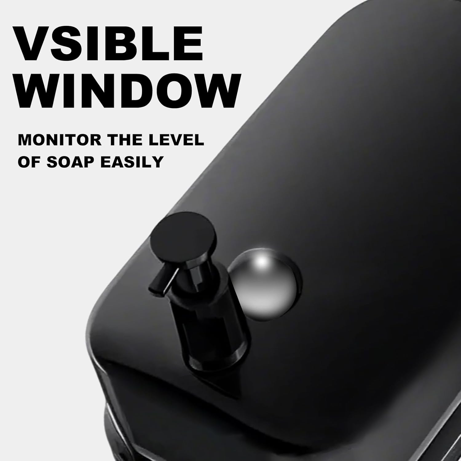 Interhasa! Commerical Soap Dispenser Wall Mount Hand Soap Dispenser Stainless Steel Liquid Dispenser for Kitchen and Bathroom Black 500 Ml image number 4