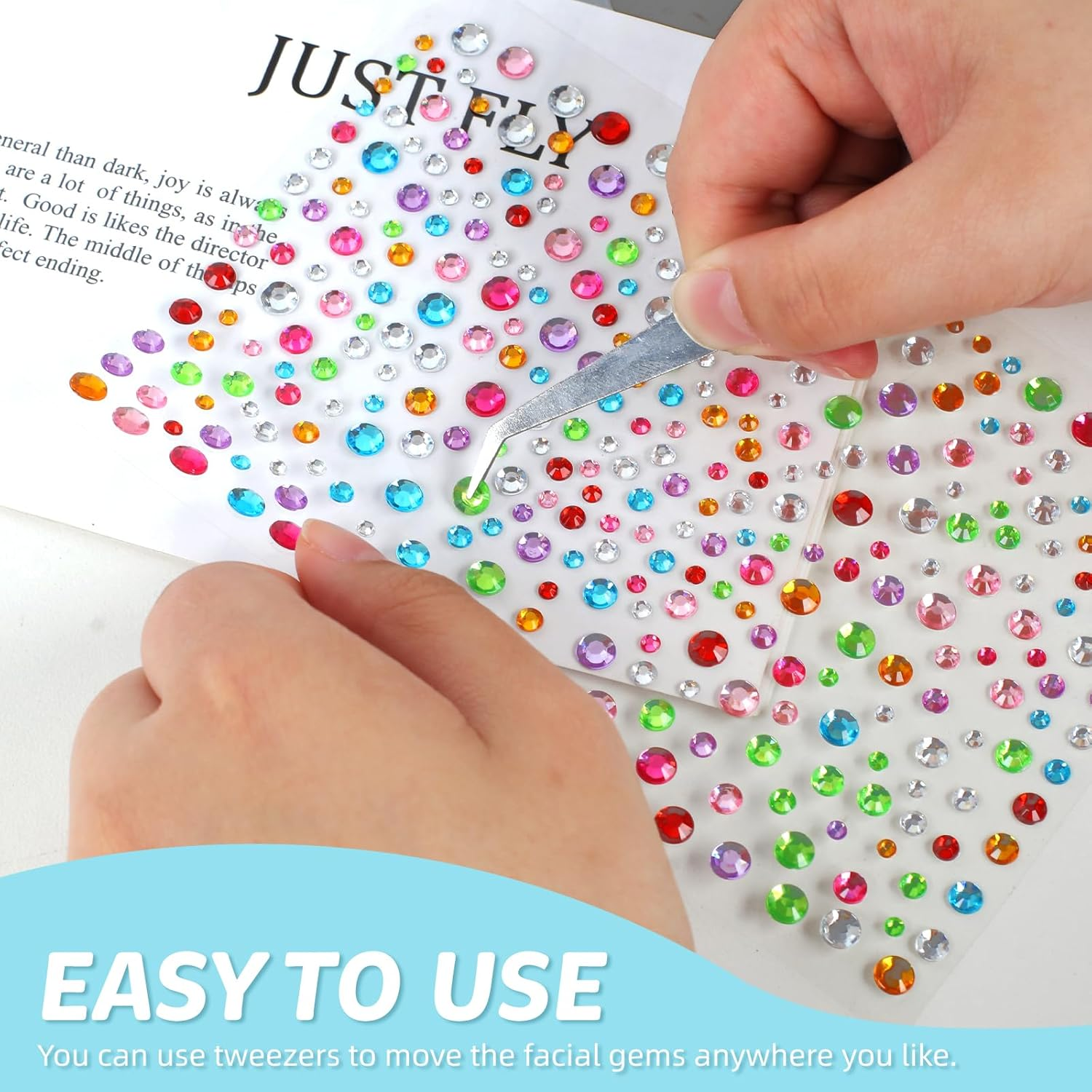 1465P Face Gems, 5 Different Types Self-Adhesive Hair Gems, Face Gems Stick for Eyes, Body, Hair, Makeup, Festival Decorations, DIY Crafts image number 6