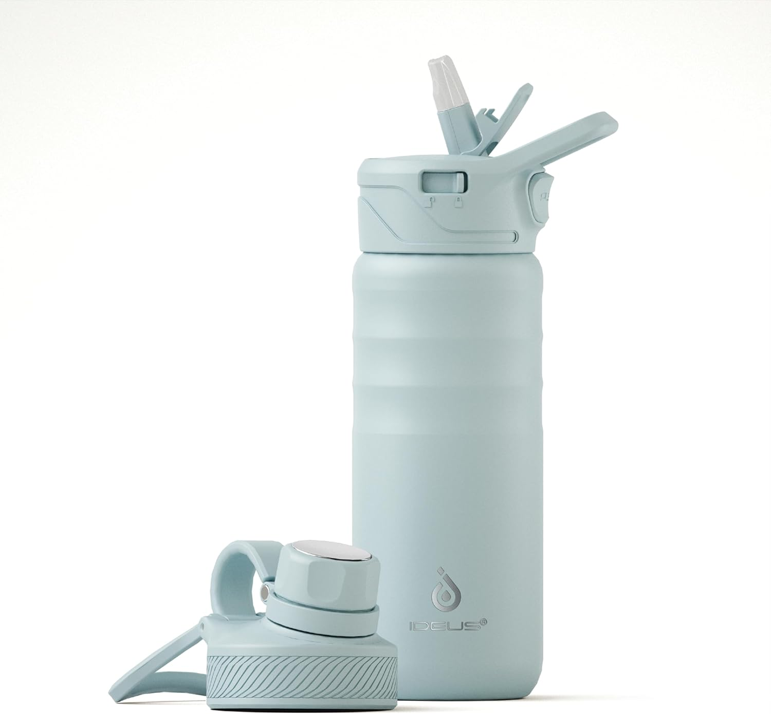 IDEUS Vacuum Insulated Water Bottle, Stainless Steel Double Wall Flask Metal Sports Canteen with Leak-Proof Straw Screw Cap (Light Pink, 12Oz (360Ml))