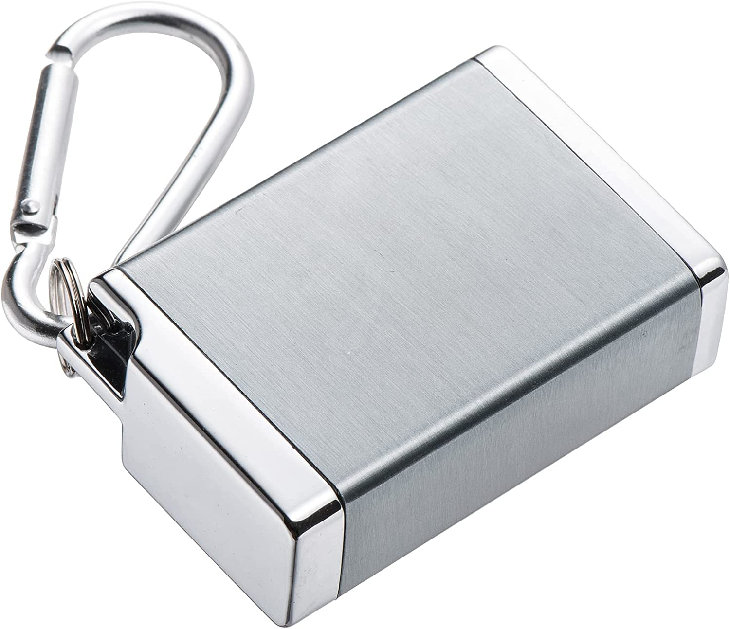 Portable Ashtray,Mini Pocket Metal Ash Holder for Outdoor Use with Lid and Hanging Hook (Silver) (S-PORTABLE-C) image number 3